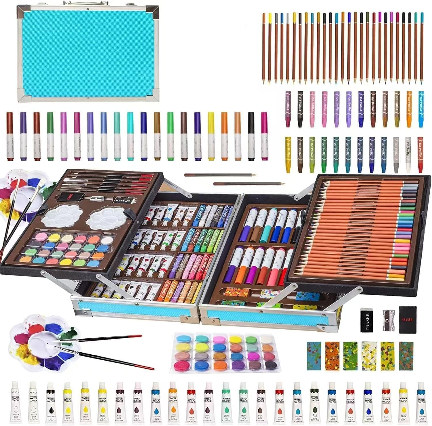 Art Supplies, 145-Pack Art Set Crafts Drawing Painting Kit with Colored Pencils, Markers, Crayons, Paints, Canvas, Art & Craft, Gift Box for Artist Beginners image number 4