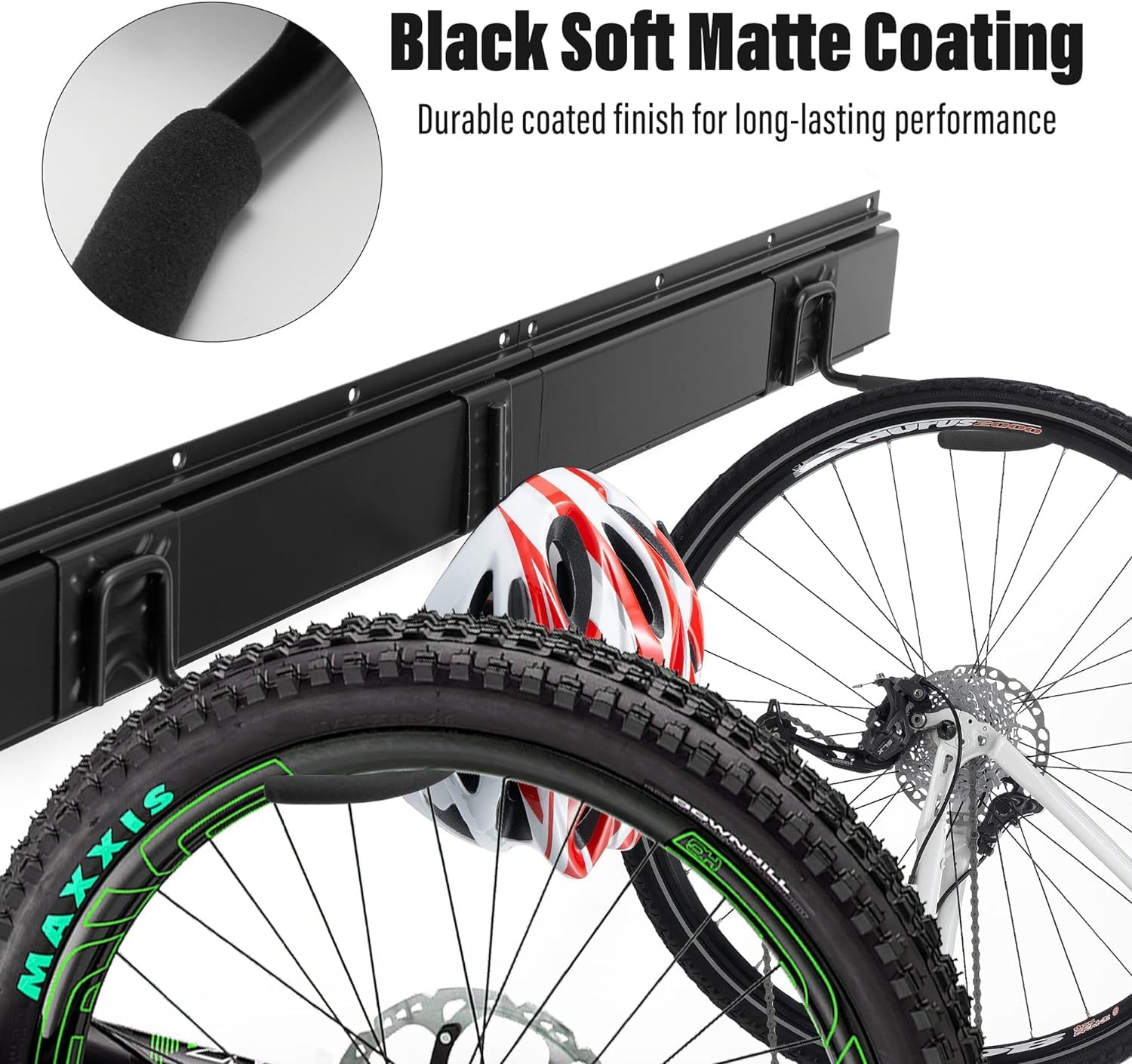 Bike Storage Rack, 6 Bike Racks & 5 Hooks for Garage, Wall Mount Vertical Bicycles Hanger for Home Space Saving, up to 600Lbs, 64-Inch image number 5