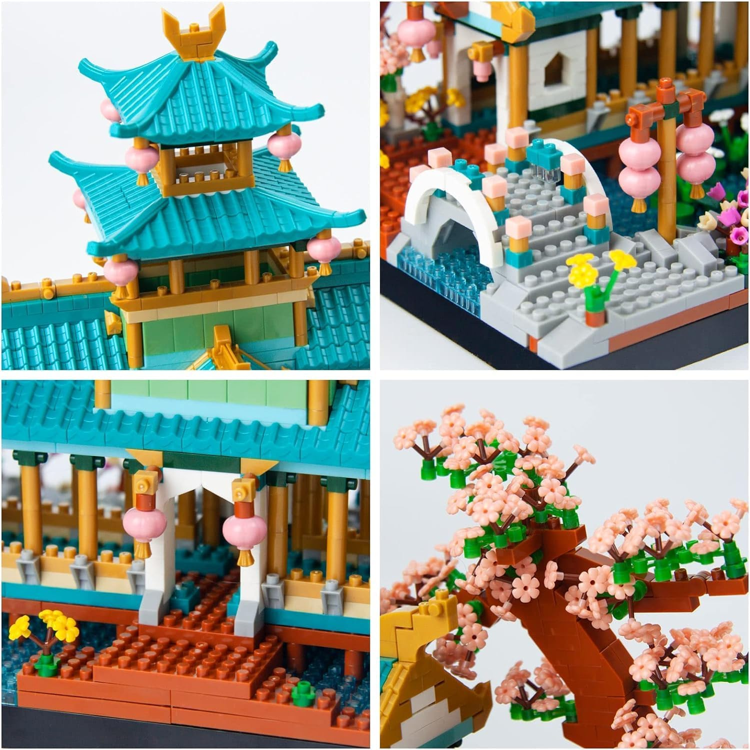 Oundarm Mini Chinese Classical Garden Building Blocks Set, Cherry Blossom Botanical Collection Building Set for Adults, 14+ Teens, Home Decor Accessories (2350 Pcs) image number 4