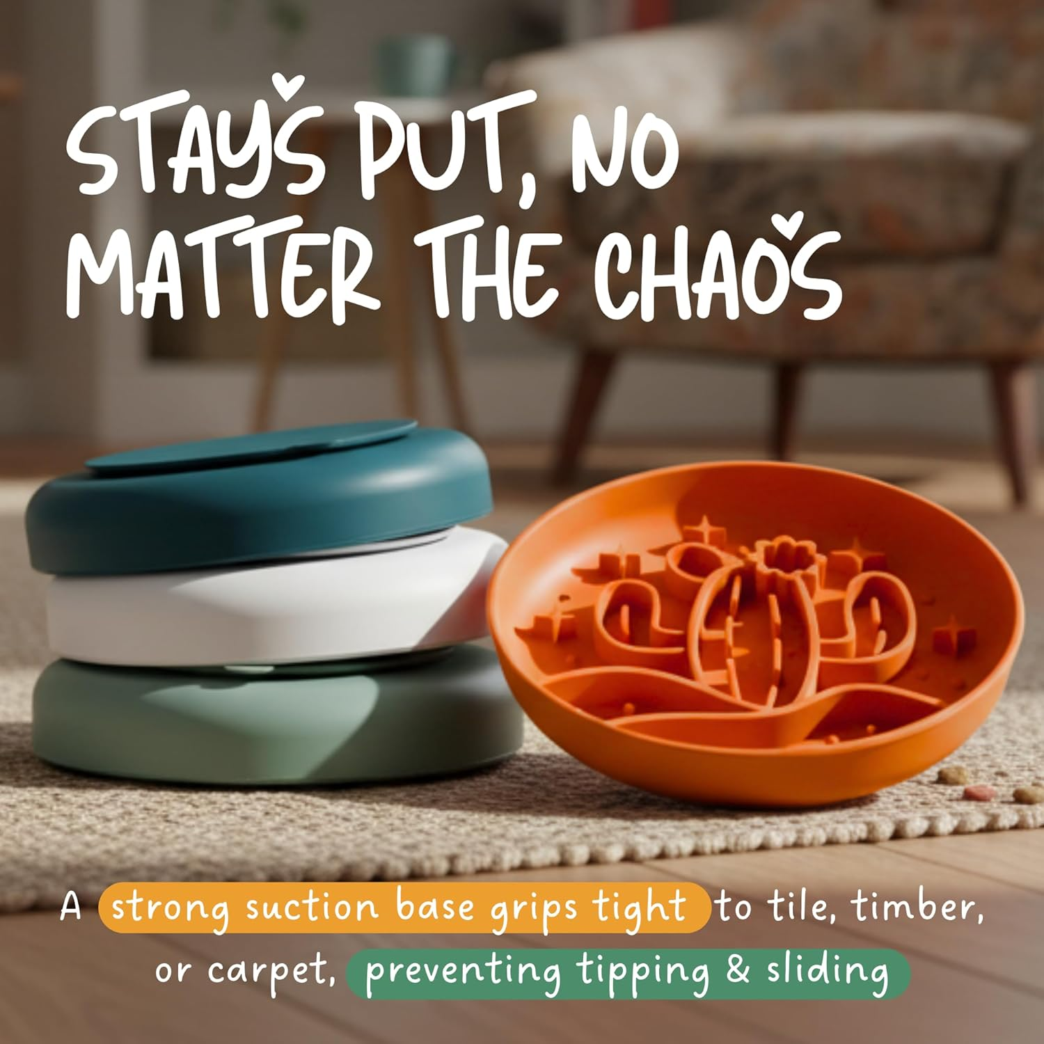 Tails & Whiskers Cactus Slow Feeder Dog Bowl for Dogs and Cats, Enrichment anti Gulping Pet Food Bowl (Green) image number 6