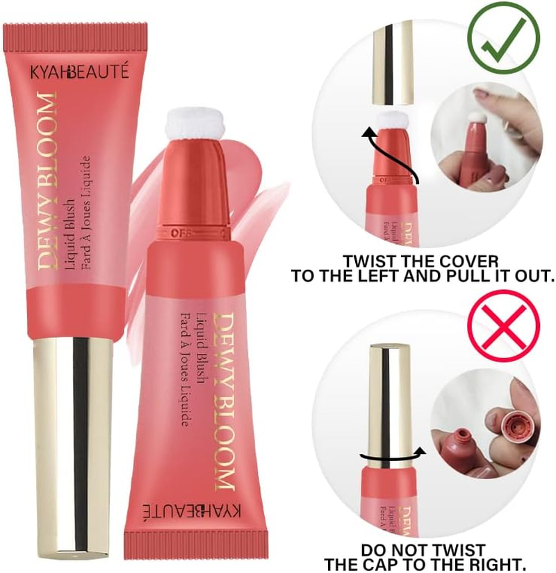 Liquid Blush Wand, Cream Liquid Blush with Cushion Applicator for Cheeks Tint, Long-Wearing Makeup,Natural-Looking, Glow Dewy Finish, Weightless Blendable Liquid Blush Stick (104 Cheery)