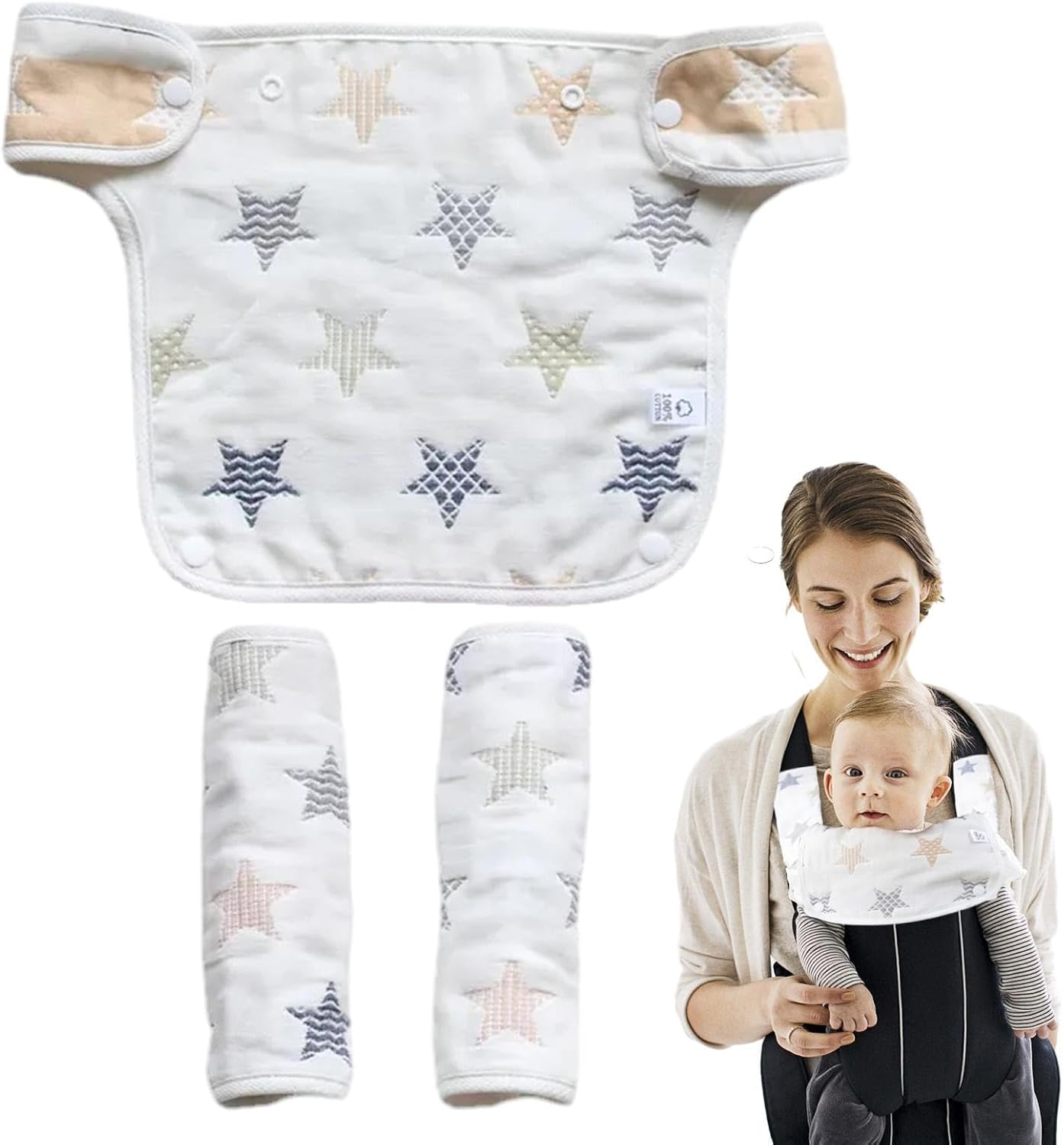 Baby Feeding Bib | Cotton Baby Bibs Cute Infants Feeding Bib - Pure Cotton Adjustable Soft Baby Drool Bibs for Eating and Drooling, Baby Eating Supplies Jmedic image number 5