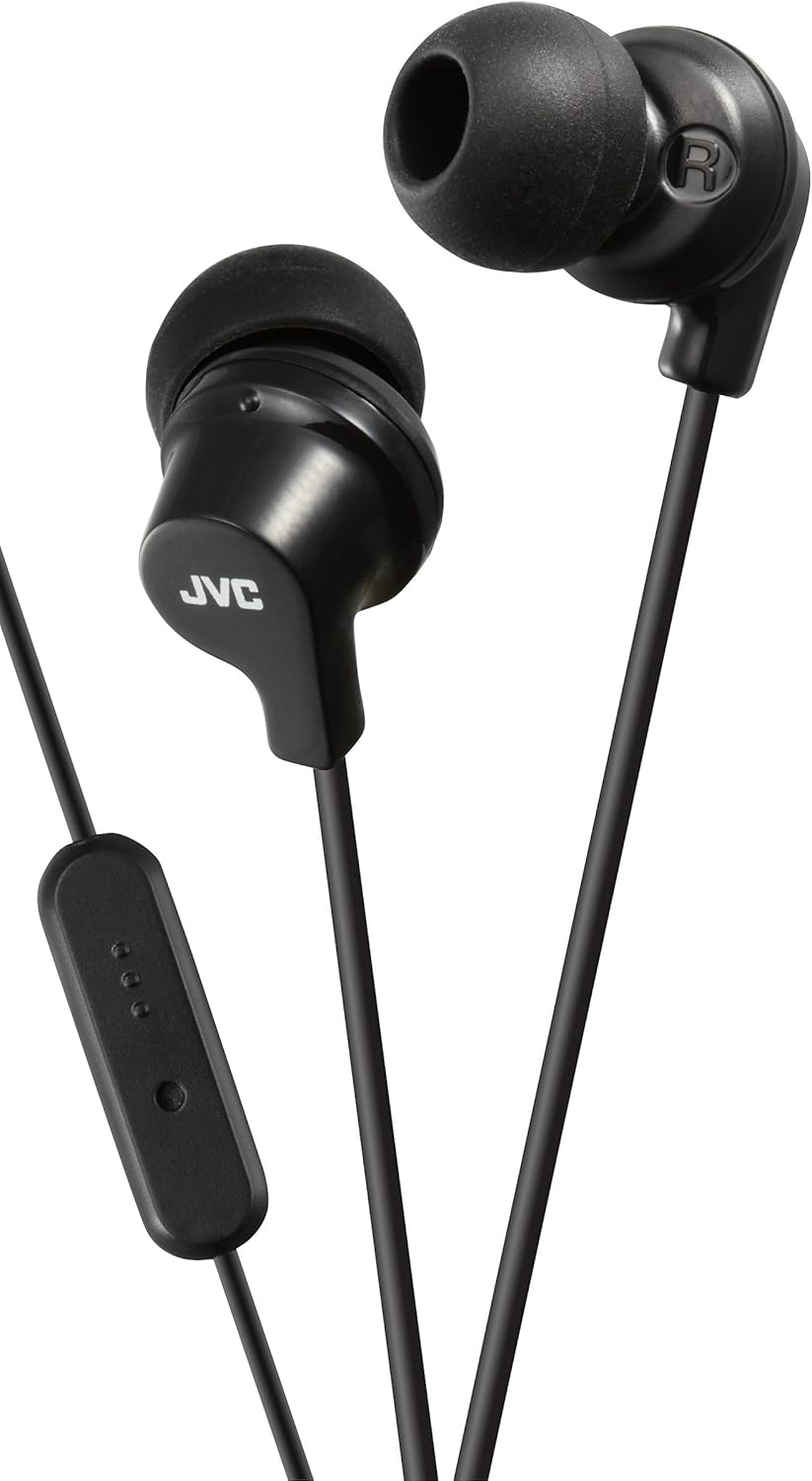 JVC in Ear Headphones Sweat Proof Earphones with Built-In Remote and Mic for Call Handling, White