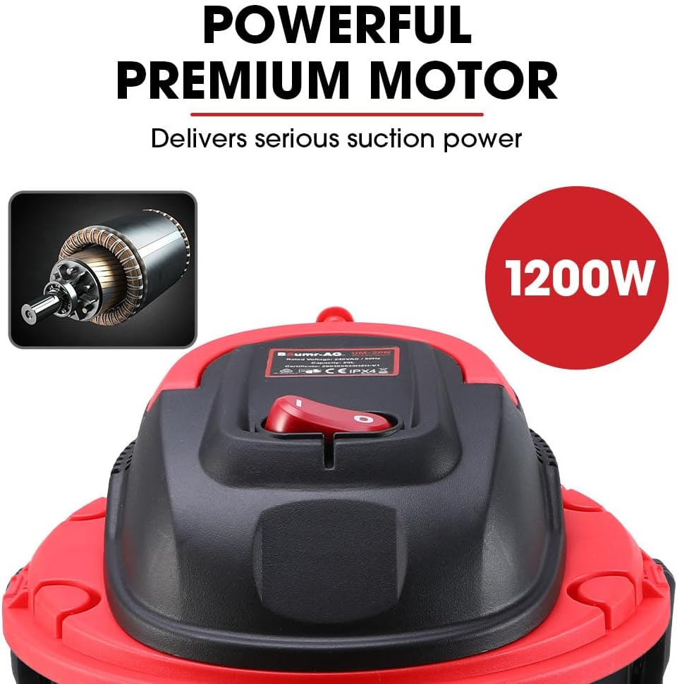 Baumr-Ag 20L 1200W Wet and Dry Vacuum Cleaner, with Blower, for Car, Workshop, Carpet image number 6