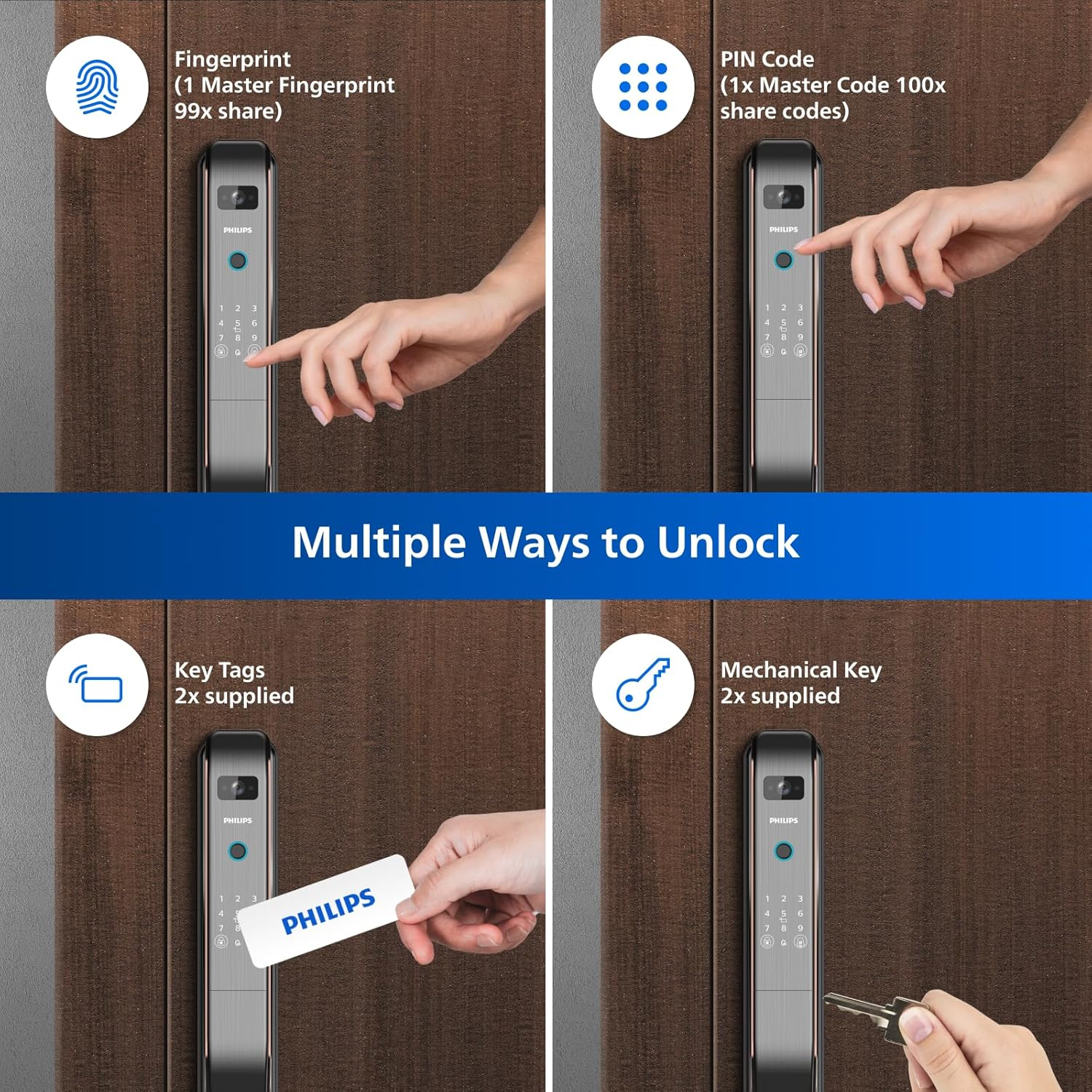 Philips Easykey Smart Photo Capture & Doorbell Smart Door Lock Australia - Smart Lock, Smart Door Lock Australia, Fingerprint Lock, Smart Home, Home Improvement, Keyless Door Lock, Safety Lock -Copper image number 5