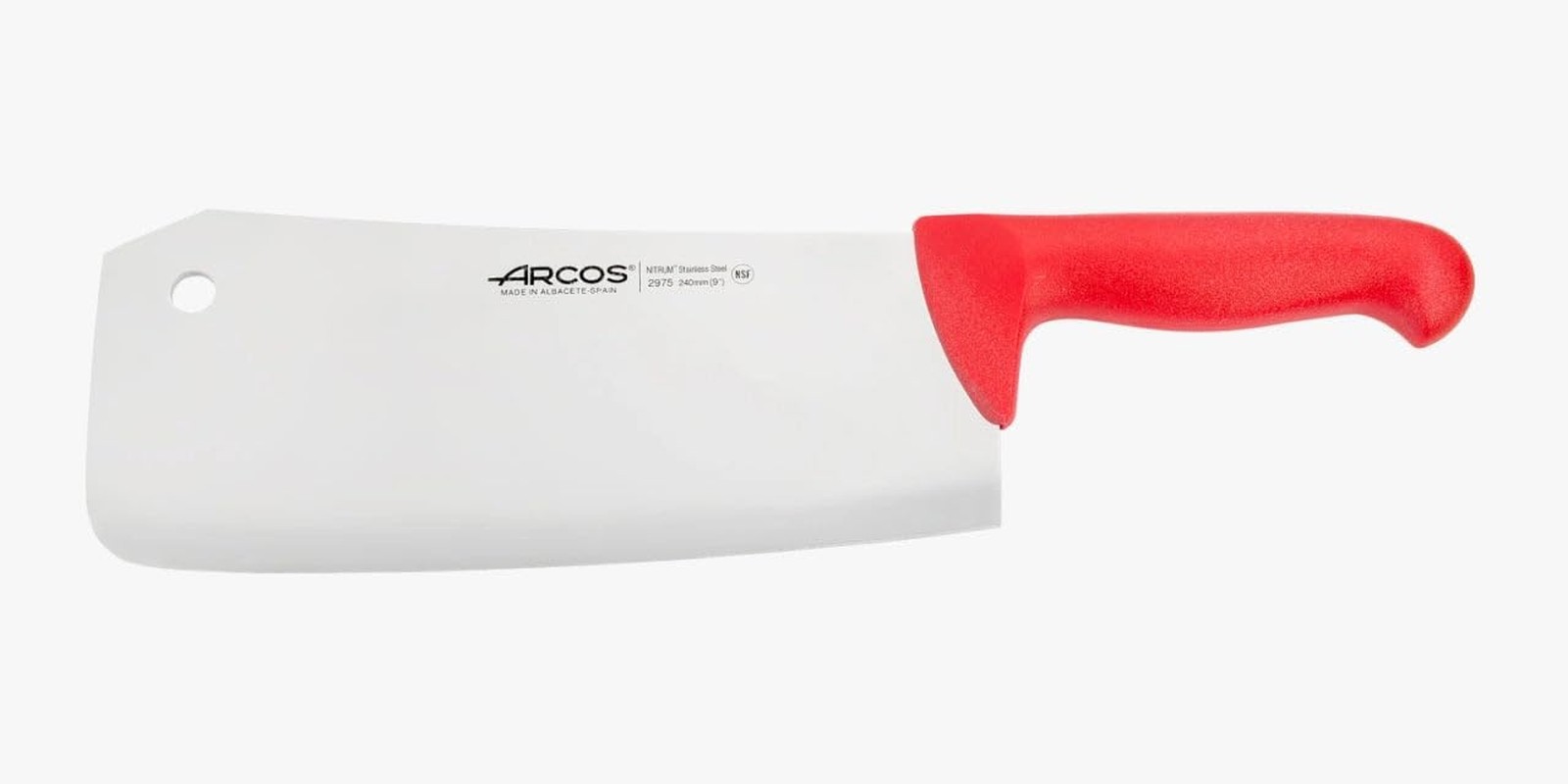 Arcos Cleaver Knife 9 Inch Nitrum Stainless Steel and 240 Mm Blade. Professional Butcher Knife. Ergonomic Polypropylene Handle. Series 2900. Color Yellow