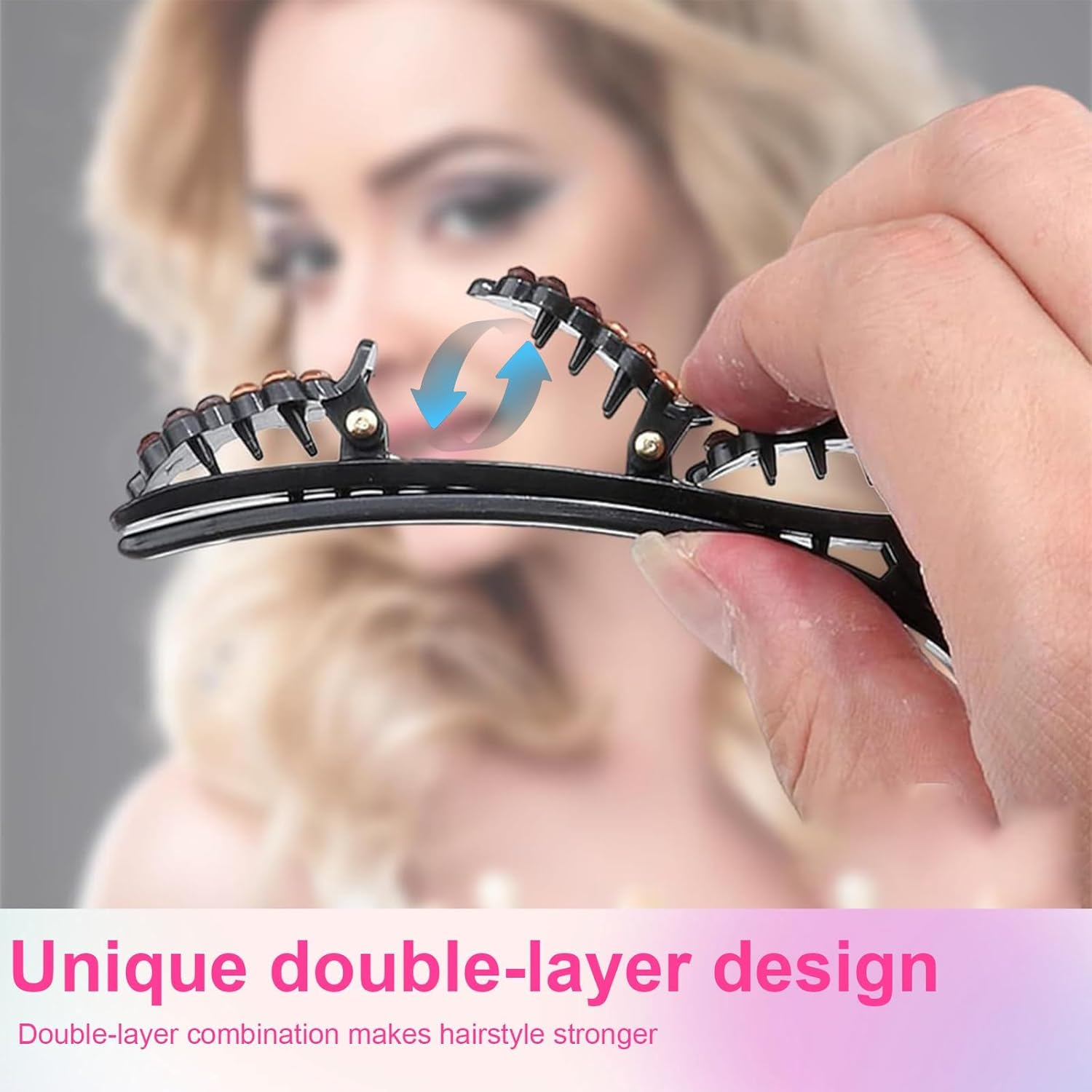 HSUYUN Pack of 4 Sparkling Double Layer Hair Clips, Women'S Stylish Hair Clips, Flower Hair Clips, Double Layer Structure Hair Clip, Suitable for Daily Classes, Work and Dance Performances image number 4