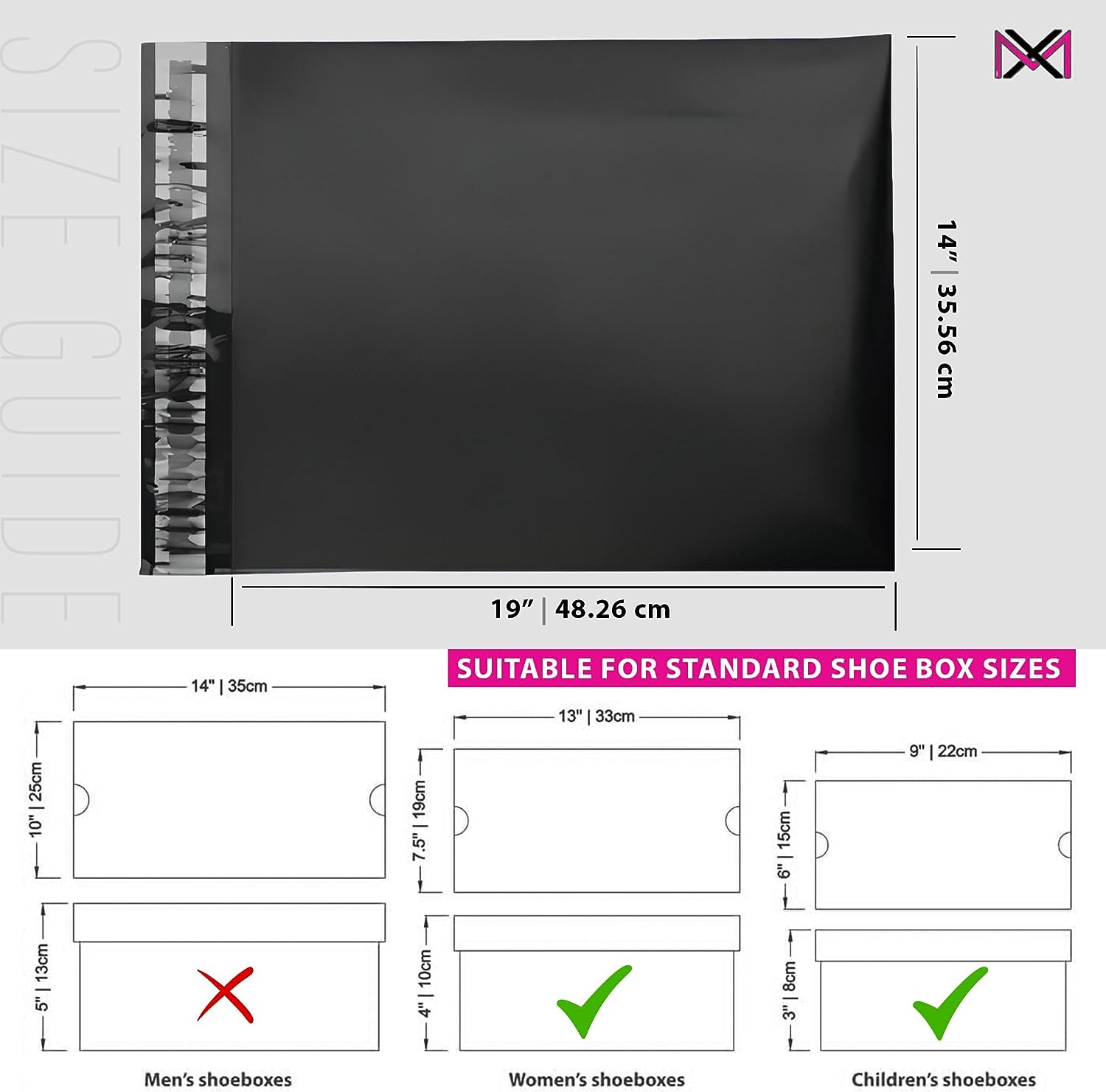 Postage Bags for Clothes - Pack of 20 - Black 14X19 Inch Parcel for Posting - Self Seal Postal Packaging - Tear Resistant Mailing and Shipping image number 2