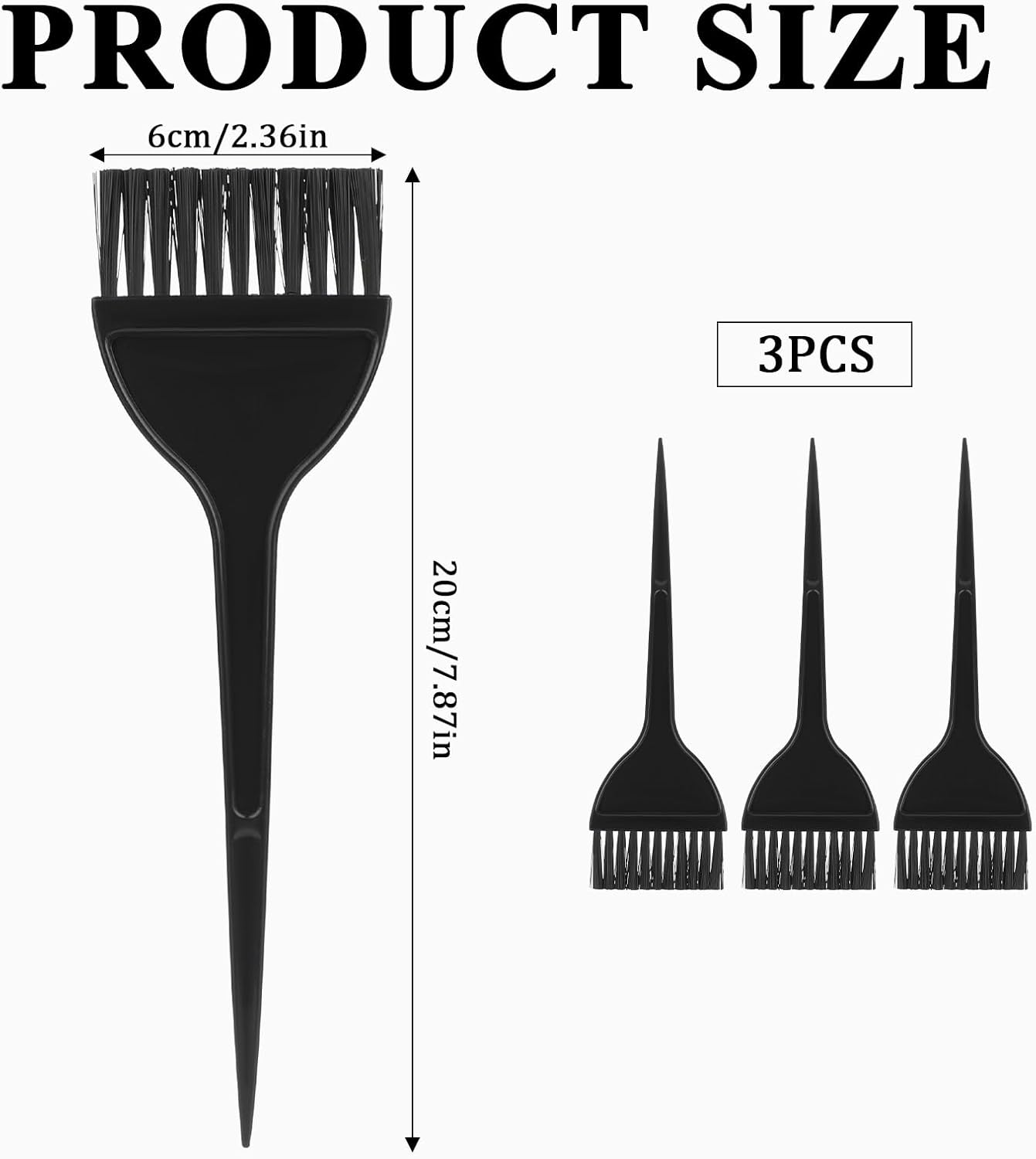 Ymapinc 3 Pcs Hair Coloring Dye Brush, Hair Stylist Supplies Salon Accessories Applicator Brushes for Hairs DIY Tools (Plastic, Black) image number 2