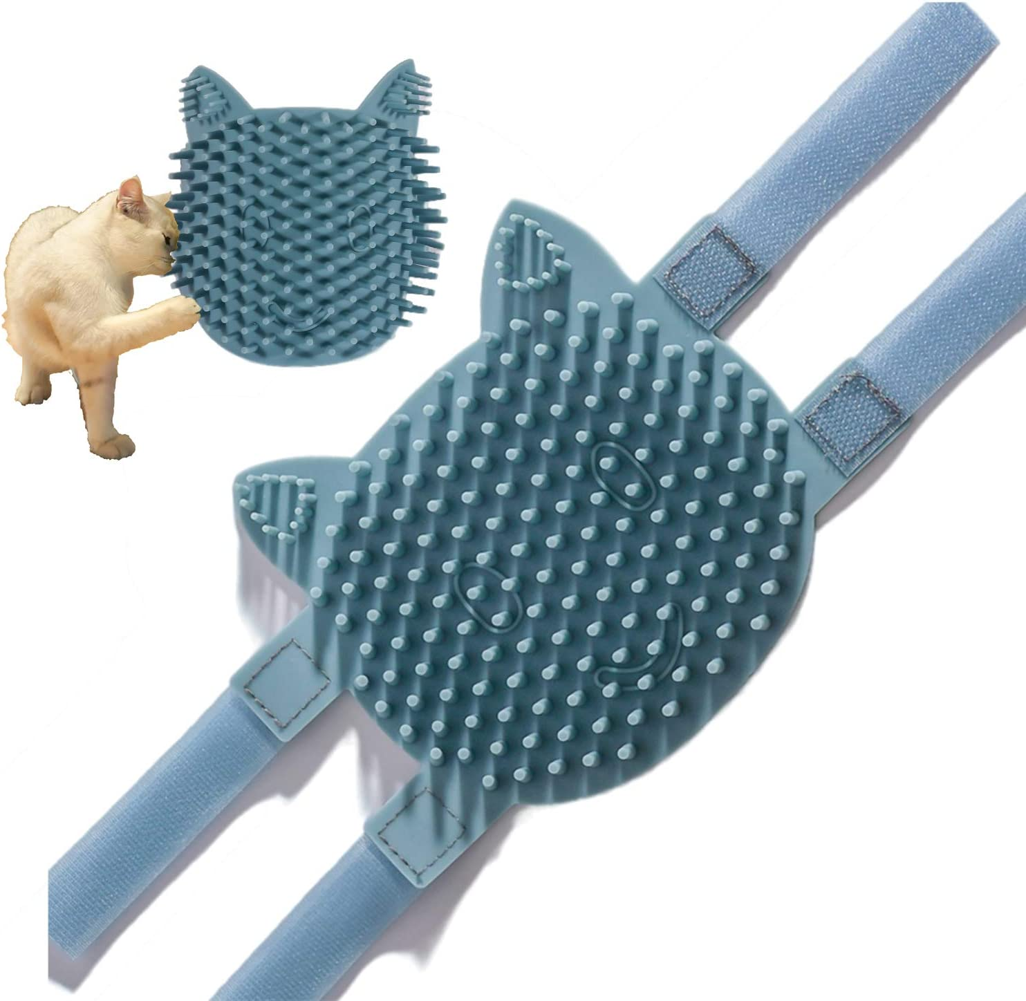 ABCOOL Cat Pet Self Grooming Comb Brush - Multi Functional Catnip Flavor Corner Massage Tool for Kitten Puppy Relaxing, Extra Soft Silicone Pins Handy Hair Shedding Trimming