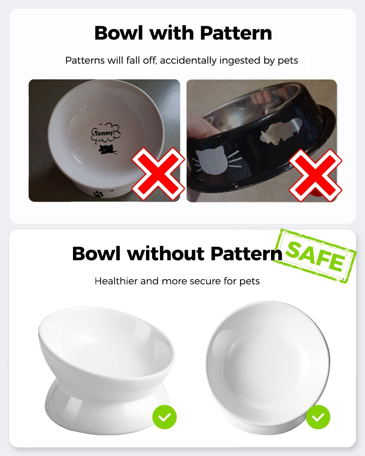 Loejan Elevated Cat Food Bowl, 5 Oz Ceramic Raised and Tilted Pet Water Bowl, anti Vomiting and Protect Pets' Spines Cat Dishes for Small Dog, Fat Faced Cat, Kitten (White, 5 OZ) image number 2