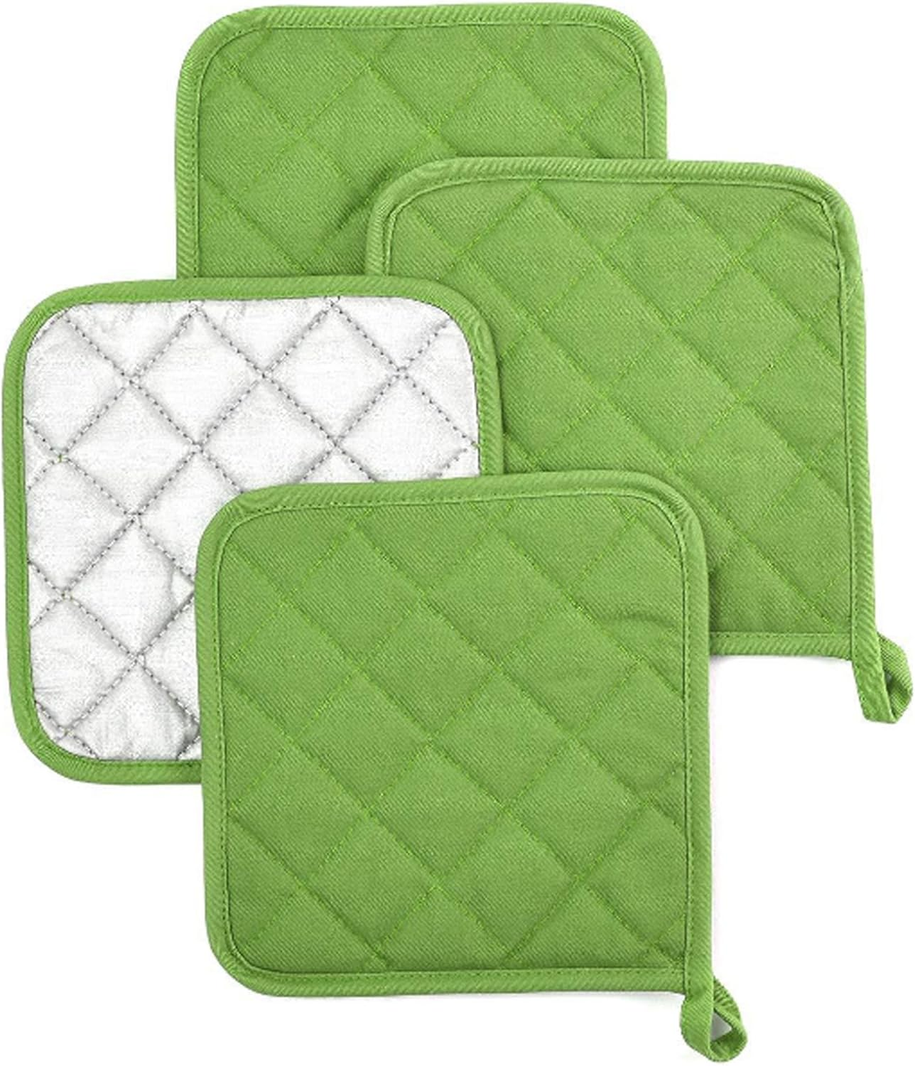 Pot Holders for Kitchen Clearance,Heat Resistant Potholder, Hot Pads, Oven Potholders Bulk, Cloth Pot Holders for Cooking and Baking 4 Pack Green