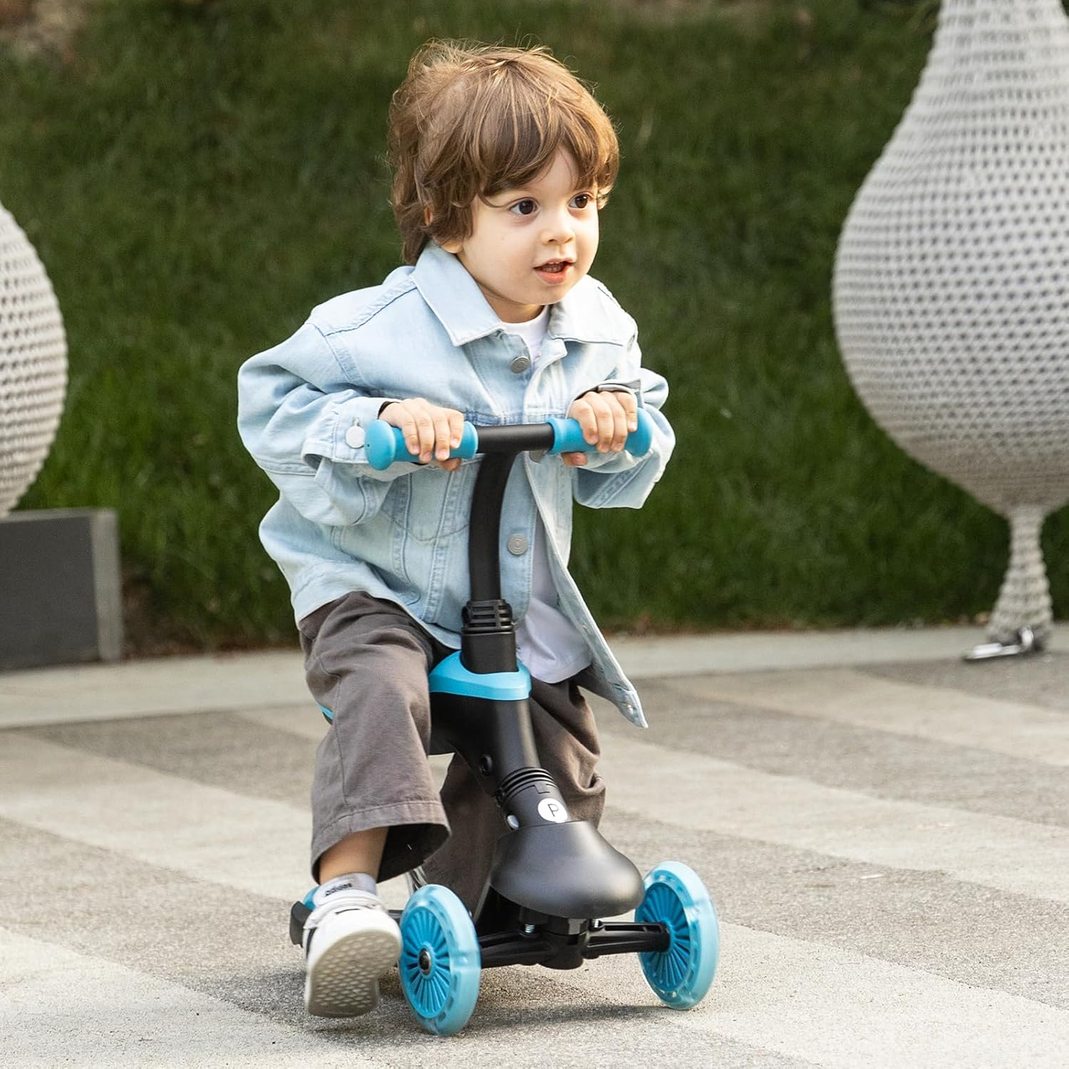 Kids Kick Scooter Ages 1 to 6 | up to 110 Lbs | 3 Wheel Scooter with Adjustable Push Handle Height,Lights on Deck & Wheels,Toddler Ages 2 to 5 Boys & Girls Gifts Ride-On Toys image number 5