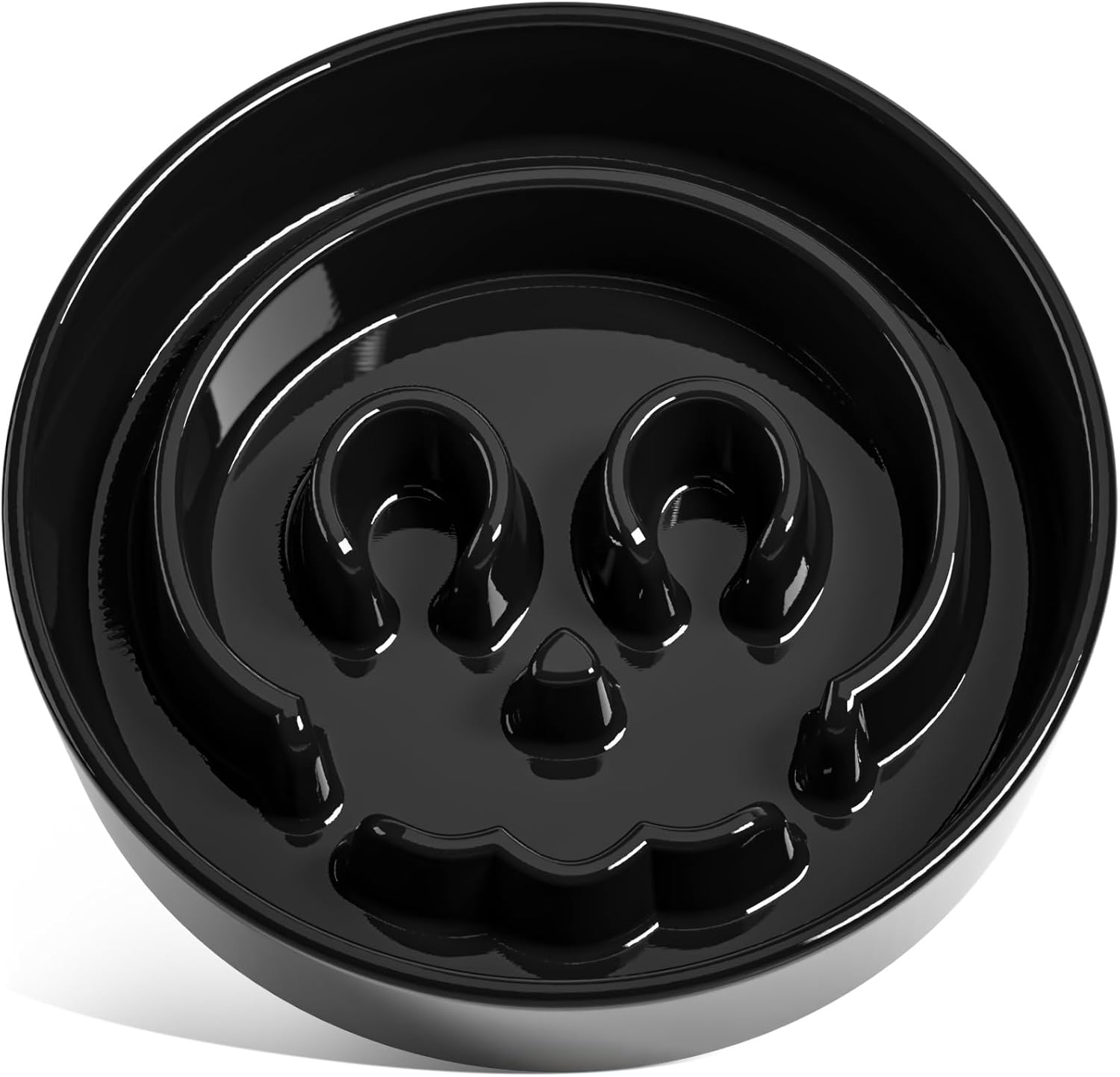 LE TAUCI Ceramic Slow Feeder Dog Bowls Small Breed, 0.6 Cups Dog Food Dish for Fast Eaters, Puzzle Bowl for Small Dogs and Cats,Skull Black image number 2