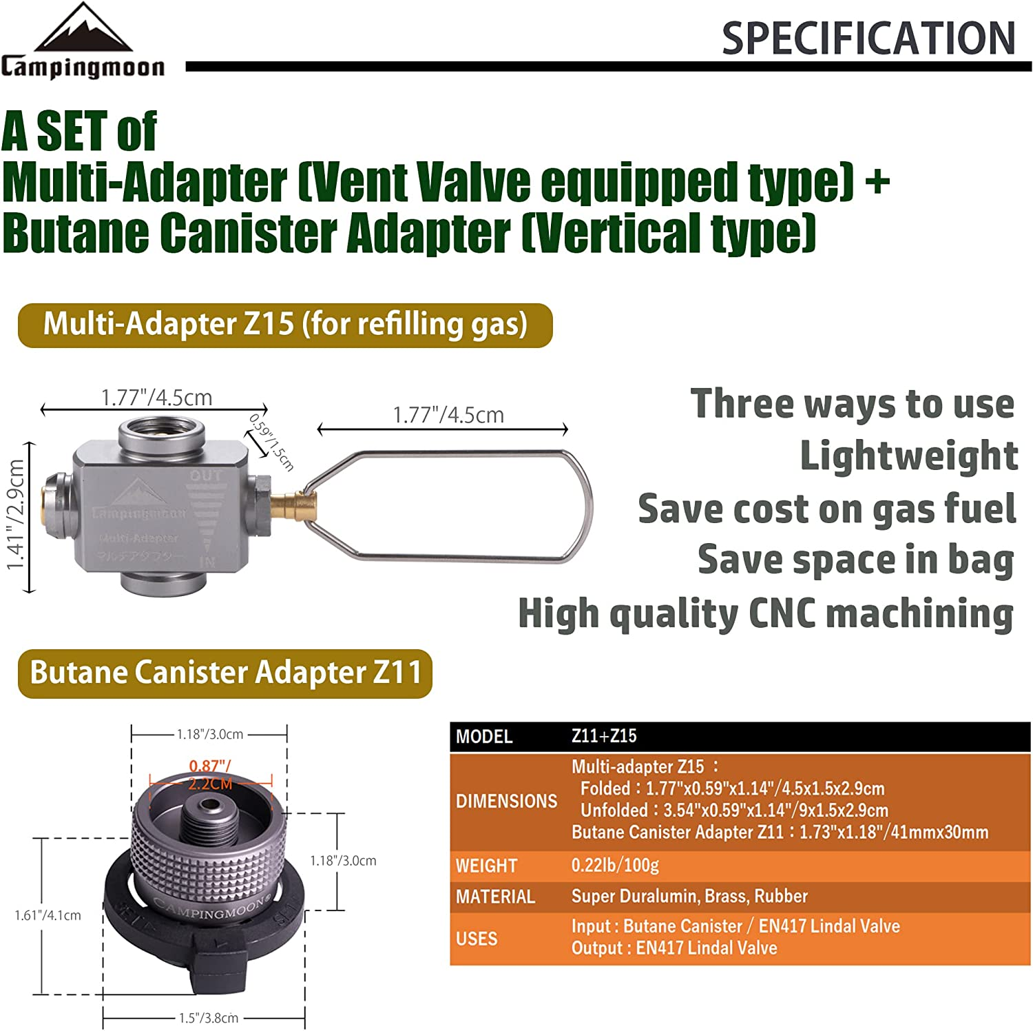 Camping Moon CAMPINGMOON Outdoor Gas Refill Adapter EN417 Lindal Valve(Vent Valve Equipped Type) image number 5