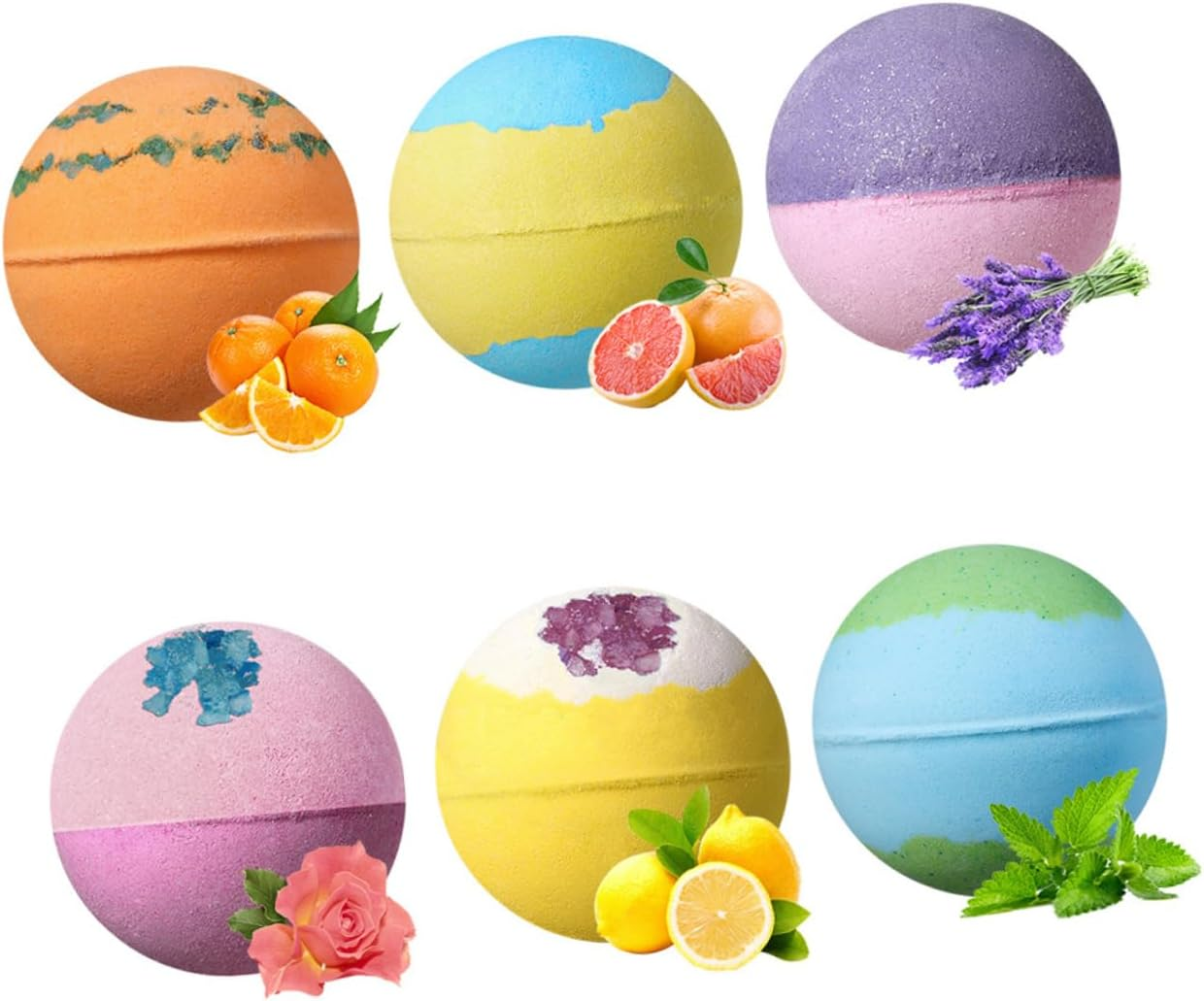 6Pcs Boys and Girls Bubble Natural Bath Salt Balls Adorable Two-Tone Spa Balls image number 1