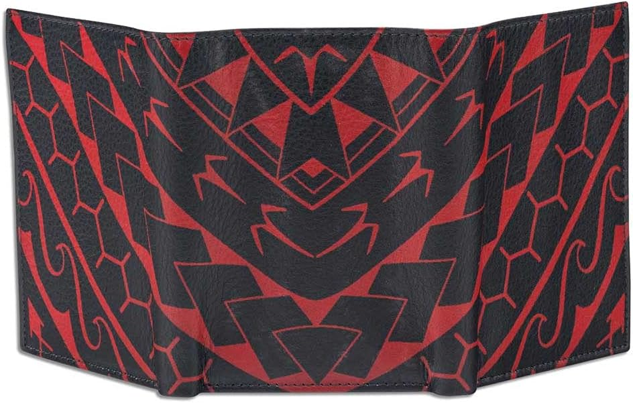 Polynesian Tattoo Trifold Wallet, Genuine Leather, "Manu" Tattoo Art by Eugene Ta&rsquo;Ase (Black with Red Art) from NAKOA - Black With Red Art image number 5
