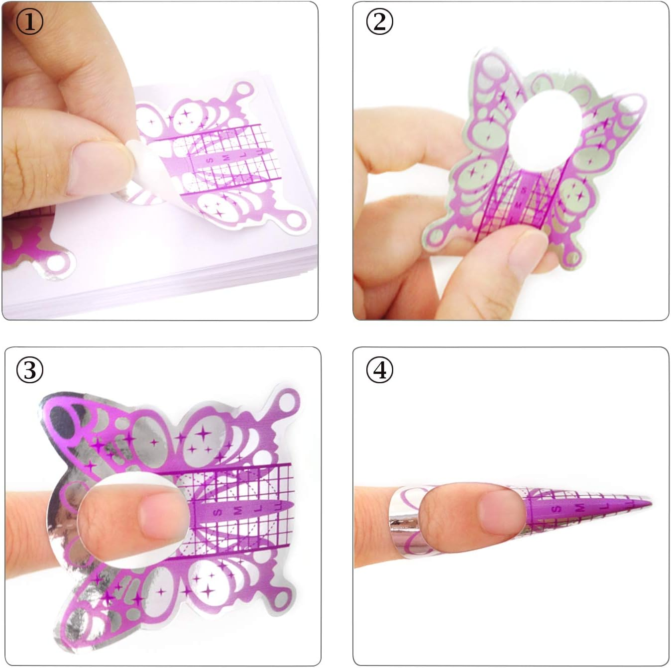 Honbay 100PCS Butterfly-Shaped Acrylic Nail/Uv GEL Nail Extension Tips Form Guide Stickers image number 6