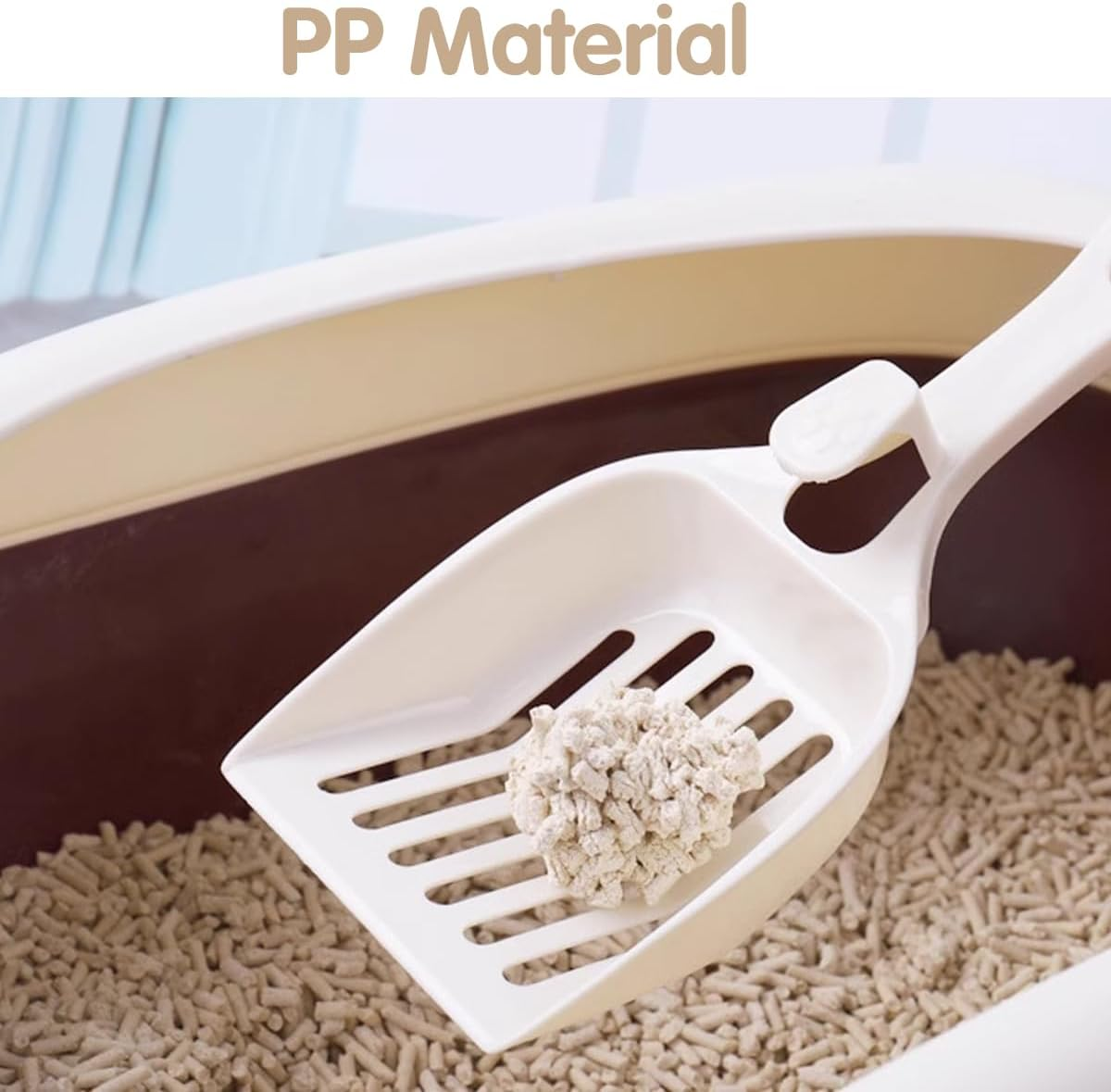 AIMALL 8 PCS Large Cat Litter Shovel with Long Handle for Tofu Cat Litter, 9.25 X 3.93 Inch Durable PP Plastic Cat Dung Shovel, Hollow Design for Fast Sand Leakage image number 3