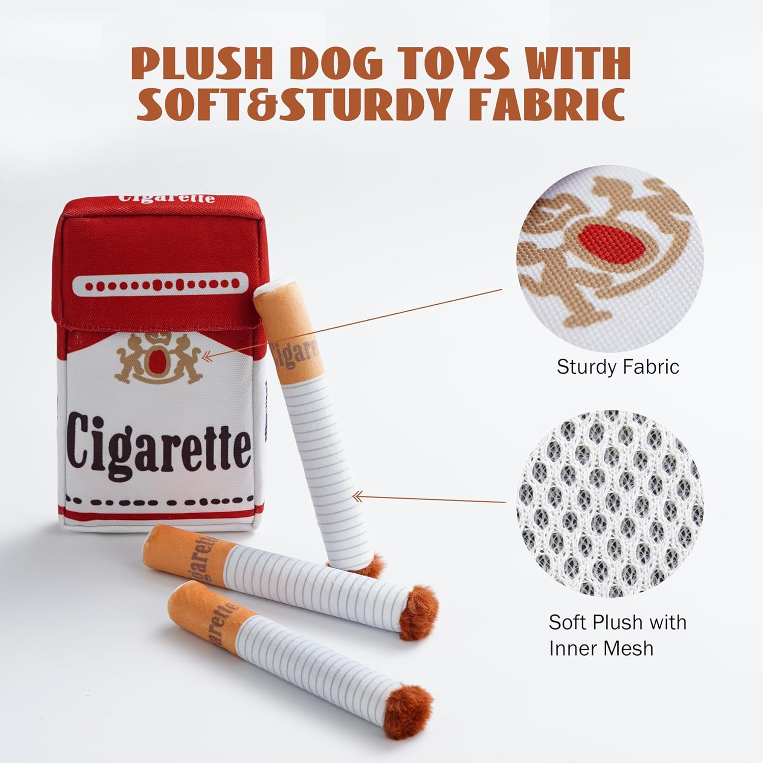 Giggle Cigarette Dog Toy, Squeaky Dog Toy, Fun Cigarette Shape Plush Dog Self-Play Toy, Interactive Toy for Small, Medium and Large Dogs image number 6