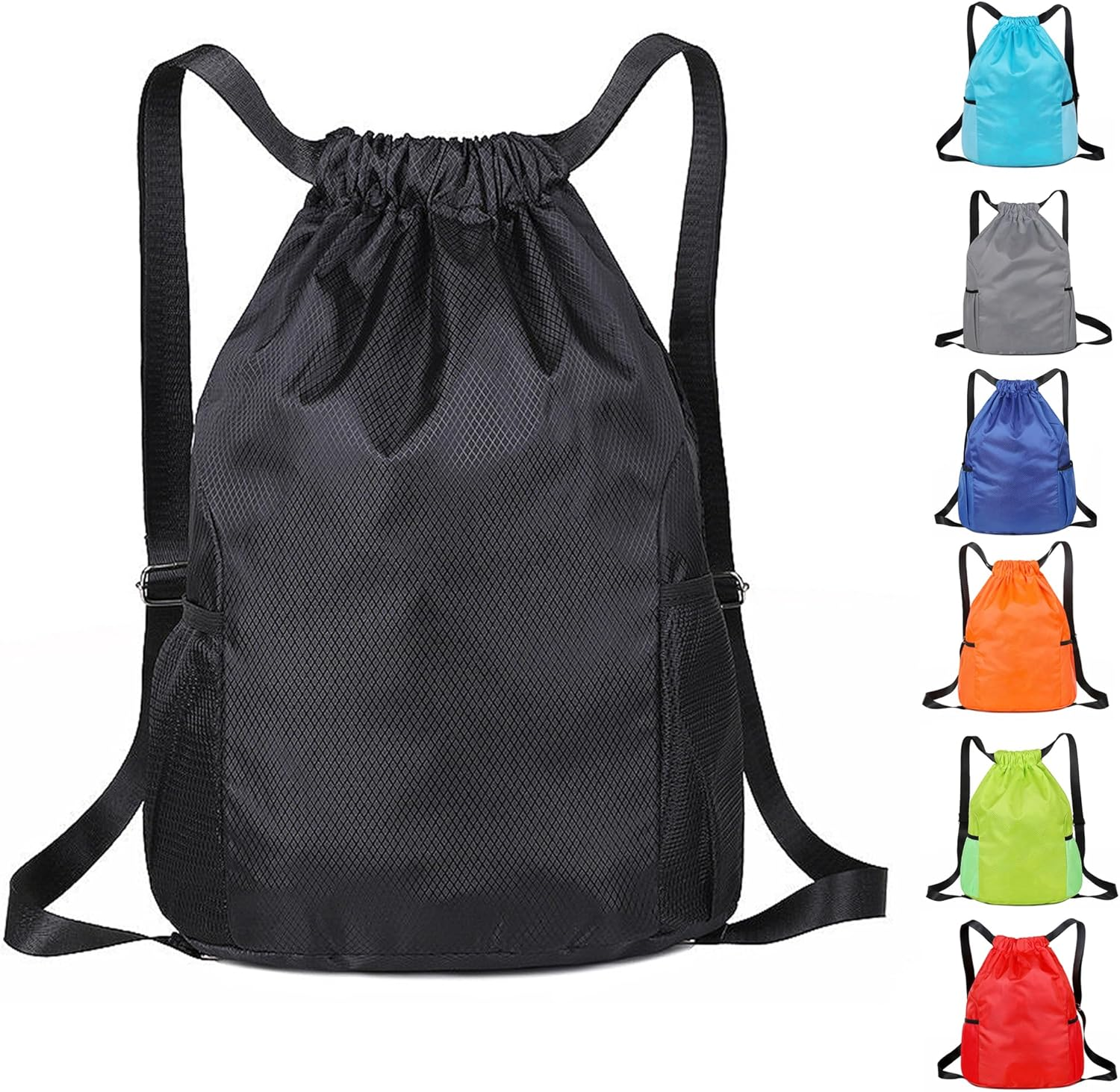 KANGSIT Drawstring Bag, Swim PE Bags Drawstring Gym Bag for Kids Adults, Waterproof Swimming Sports Bag for School Sports Swimming Gym Travel Unisex Gym Bag