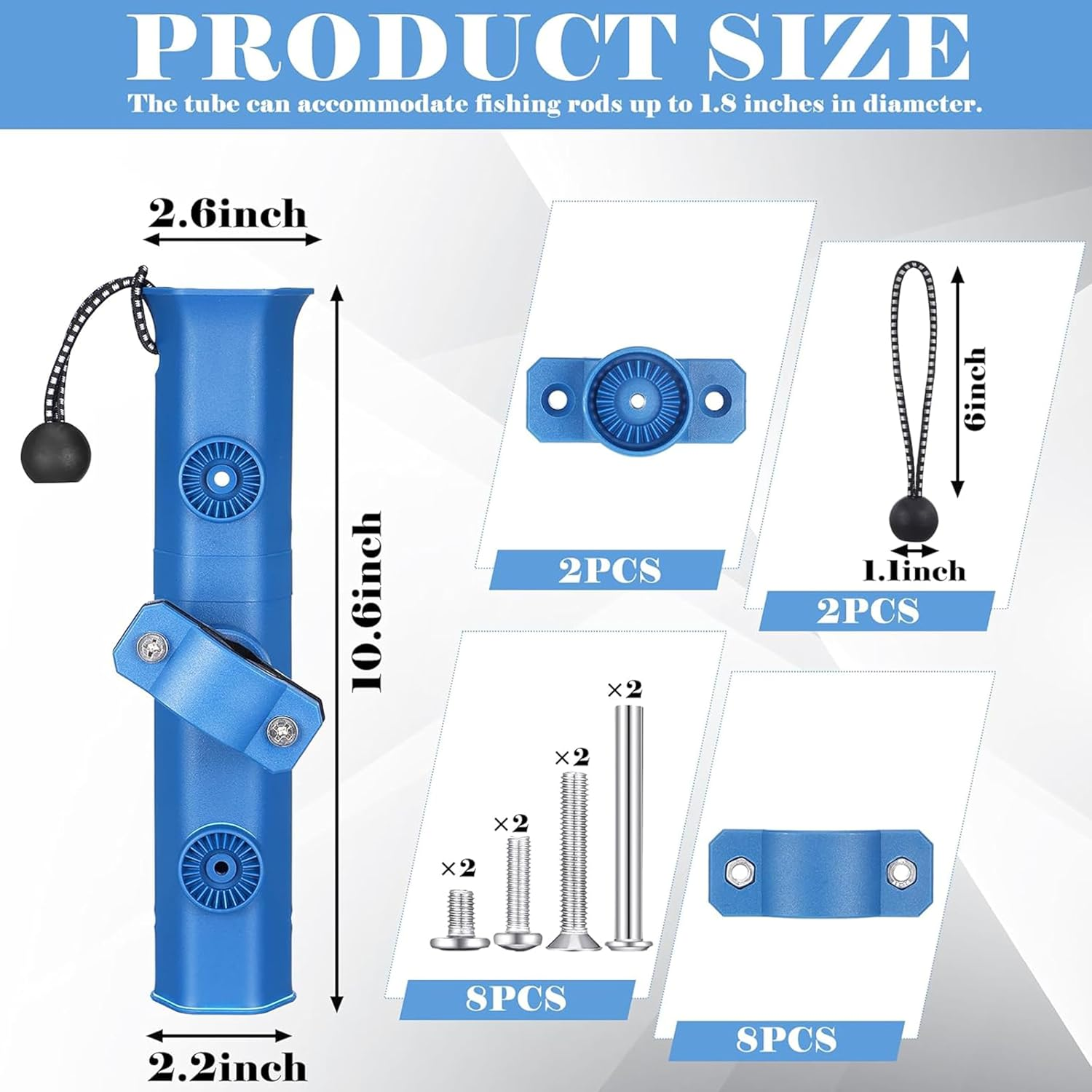 2-Pack Rotatable Fishing Rod Holders with Adjustable Mount Clamp - Compatible with Bike Racks, Boats, Kayaks, Motorcycles & Carts (Fishing Chair/Bicycle Accessories)