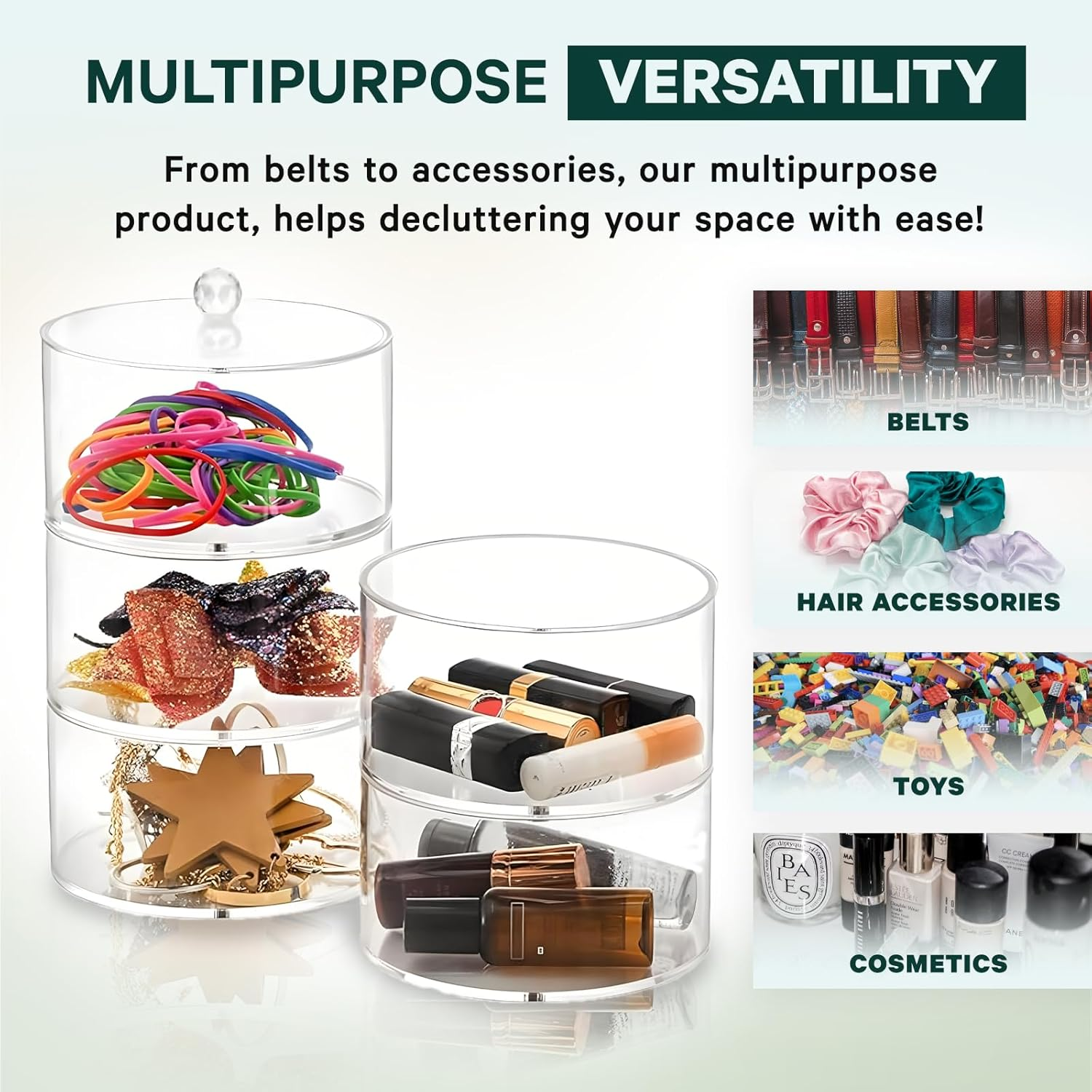 STUDIOMYO Acrylic Belt Organizer, 5-Layer, Clear, Minimalist, Dustproof, Unisex, Ideal for Jewelry, Watches, Cosmetics image number 6