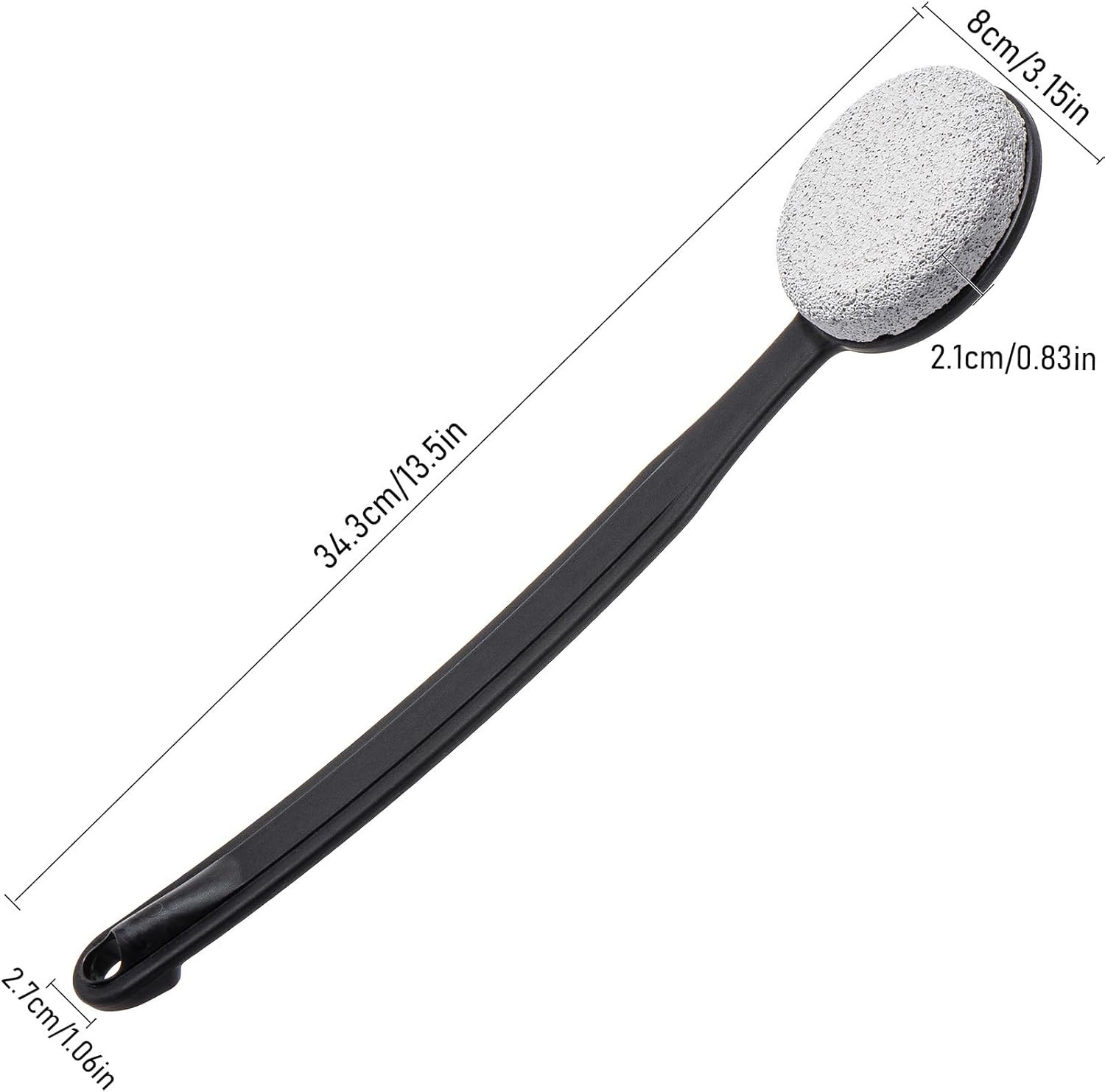 Foot Scrubber Pumice Stone for Feet with Long Handle 13.7" Hard Skin Callus Remover and Exfoliator for Dead Dry Skin, Softer & Smoother Feet, Pedicure Tool (Curved) Black image number 5