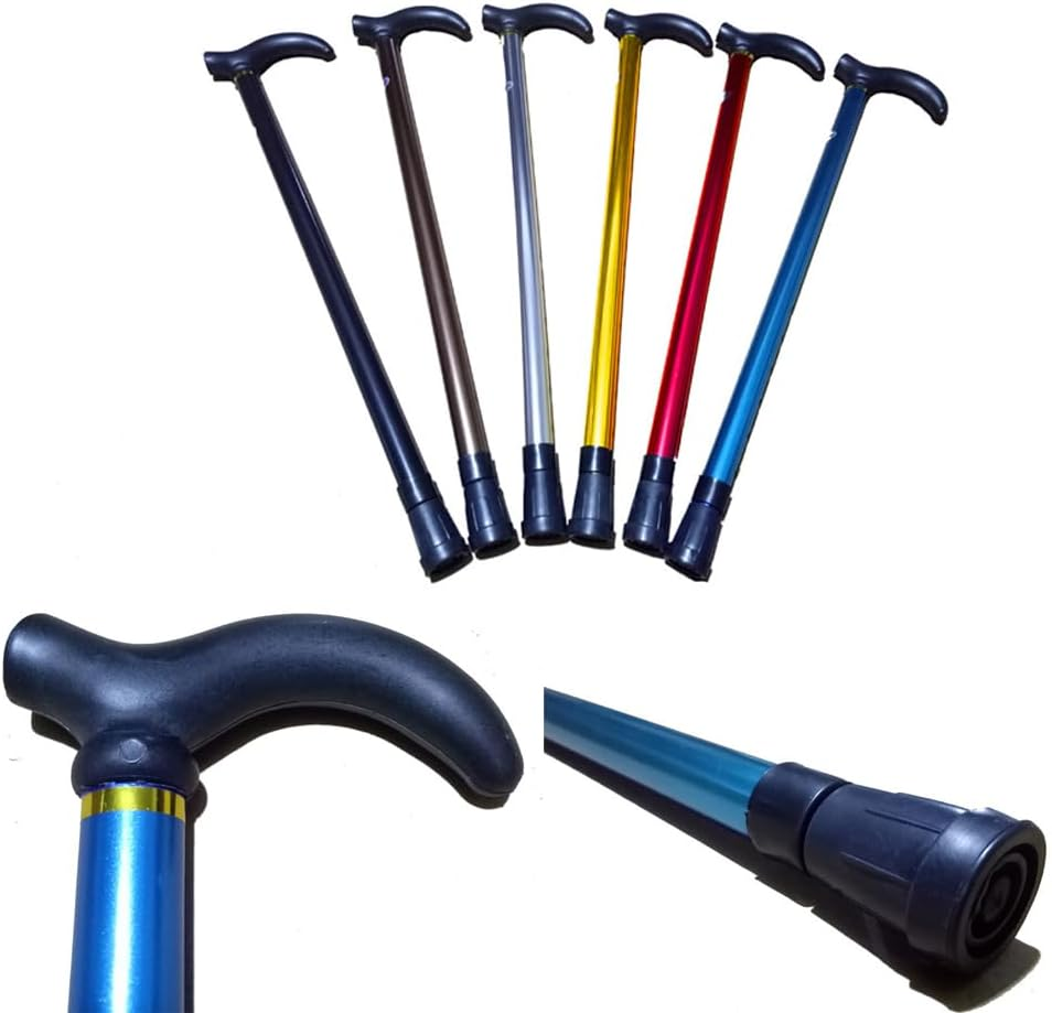 Aluminium Metal Walking Stick Travel Retractable Adjustable Compact Cane Pole, Non-Slip Grip, 21.26-35.04 In - Blue image number 2