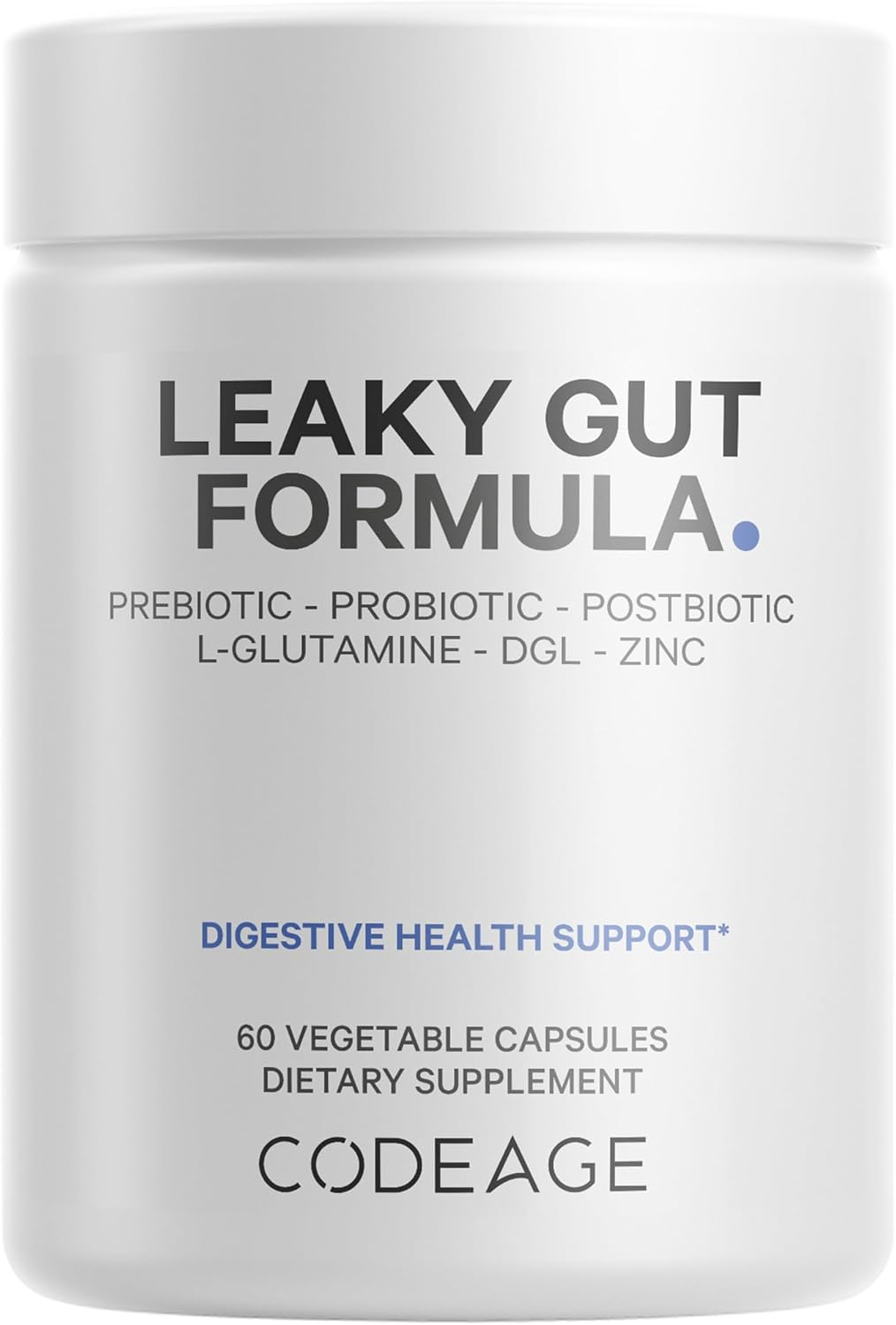 Codeage Leaky Gut, L-Glutamine for Gut Health Support, N-Acetylglucosamine Supplement, Probiotic, Butyric Acid, Polyphenols, Quercetin, DGL, Berberine, Bioperine, Cinnamon, Vegan, Non-Gmo, 60 Capsules