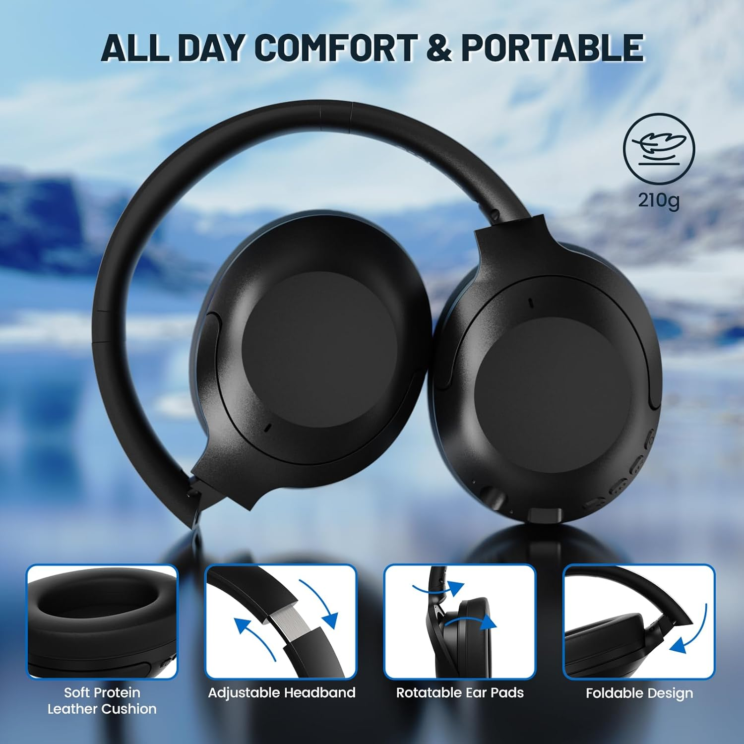 Attack Shark G300 Dual-Mode Lightweight Gaming Headset,Noise Cancelling Headphone with Hifi Stereo Sound Mic,20+Hr Battery,Rechageable over Ear Headset for PC Mac Mobile Game Travel Home Office-Black - White image number 2