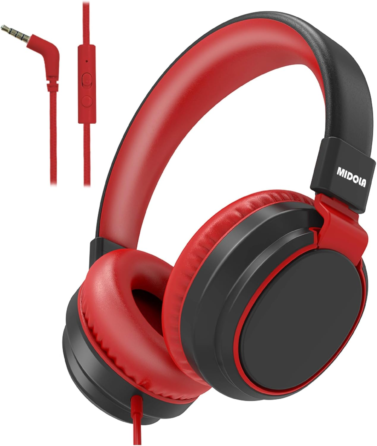 Midola Volume Limited 85/96Db Kids Headphone Over-Ear/On-Ear Foldable Sound Noise Protection Headset with Inline AUX 3.5Mm Cord W/Mic for Child School Cellphone Pad PC Notebook Pink