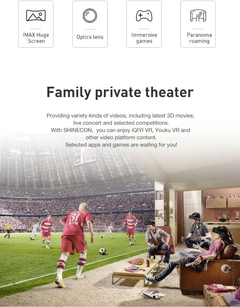 BDI VR SHINECON Virtual Reality VR Headset with Remote Control, 3D Glasses Headset Helmets VR Goggles for TV, Movies & Video Games Compatible Android &Support 4.7-6.53 Inch image number 6