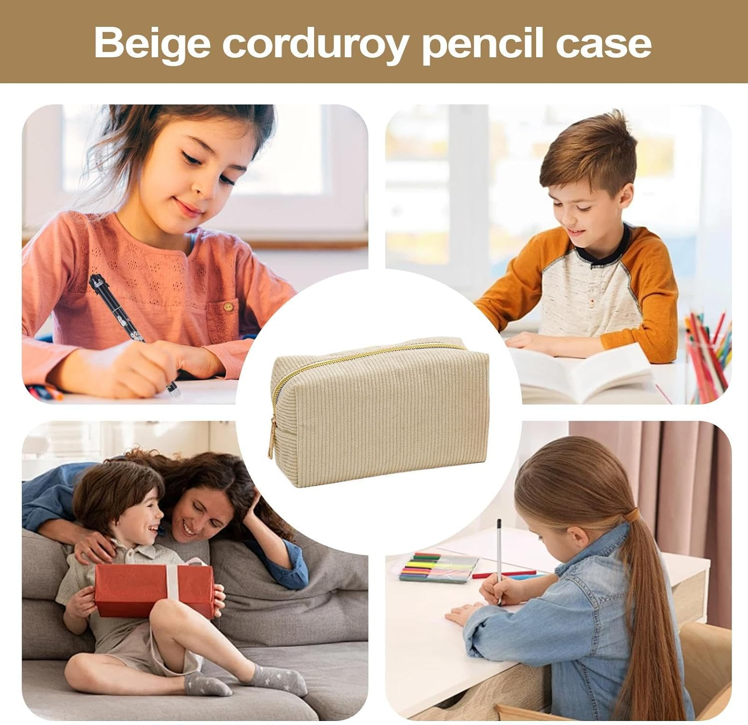 Teen Girl Pencil Case,Aesthetic Corduroy Pencil Case Pouch - Storage Organizer Stationery Supplies Holder for Classroom Pens Marker Teacher Women Office School College