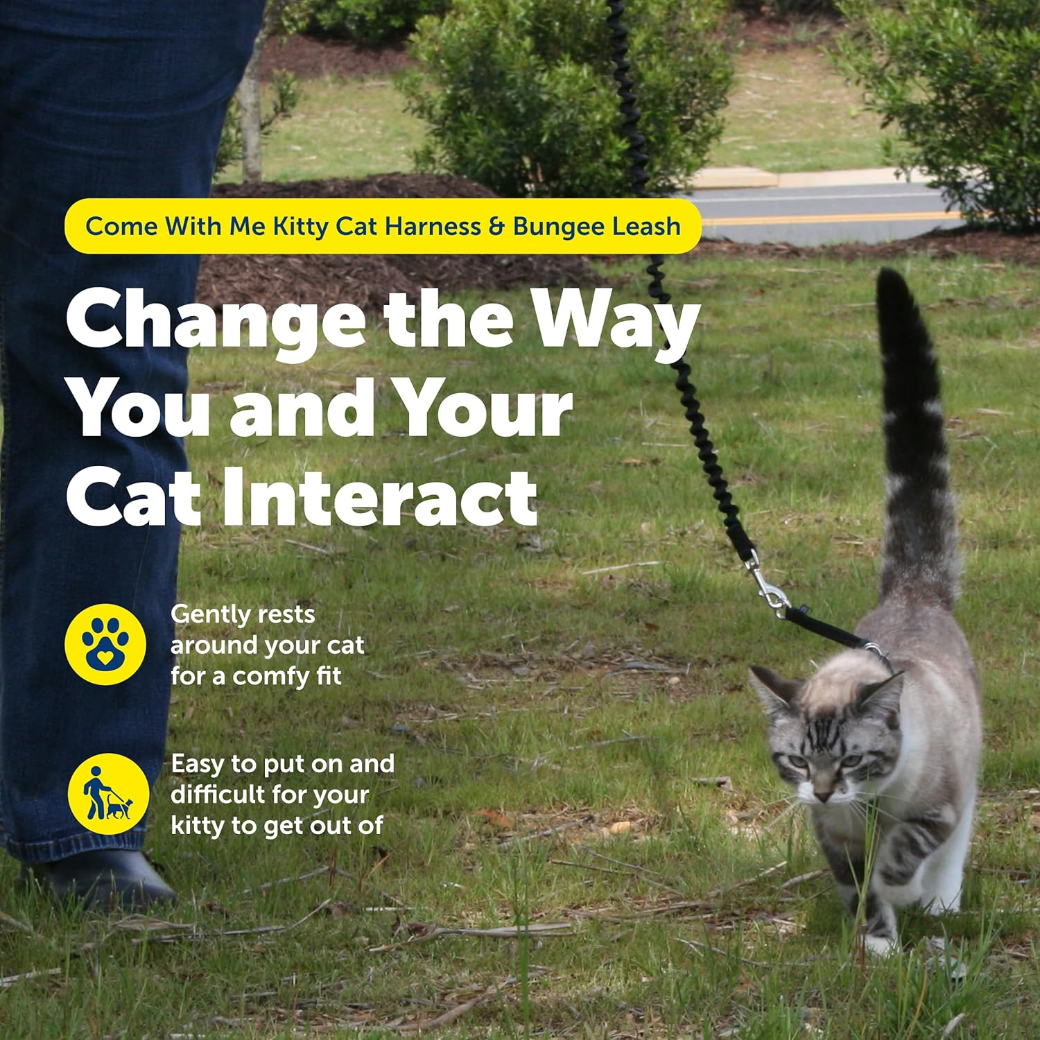 Petsafe Come with Me Kitty Harness and Bungee Leash, Small, Black image number 2