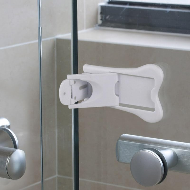 Baby Proofing Sliding Door Lock 6-Pack - No Drill Adhesive Safety Latches for Glass Doors/Cabinets/Windows, Child & Pet Proof Security Lock for Home image number 4