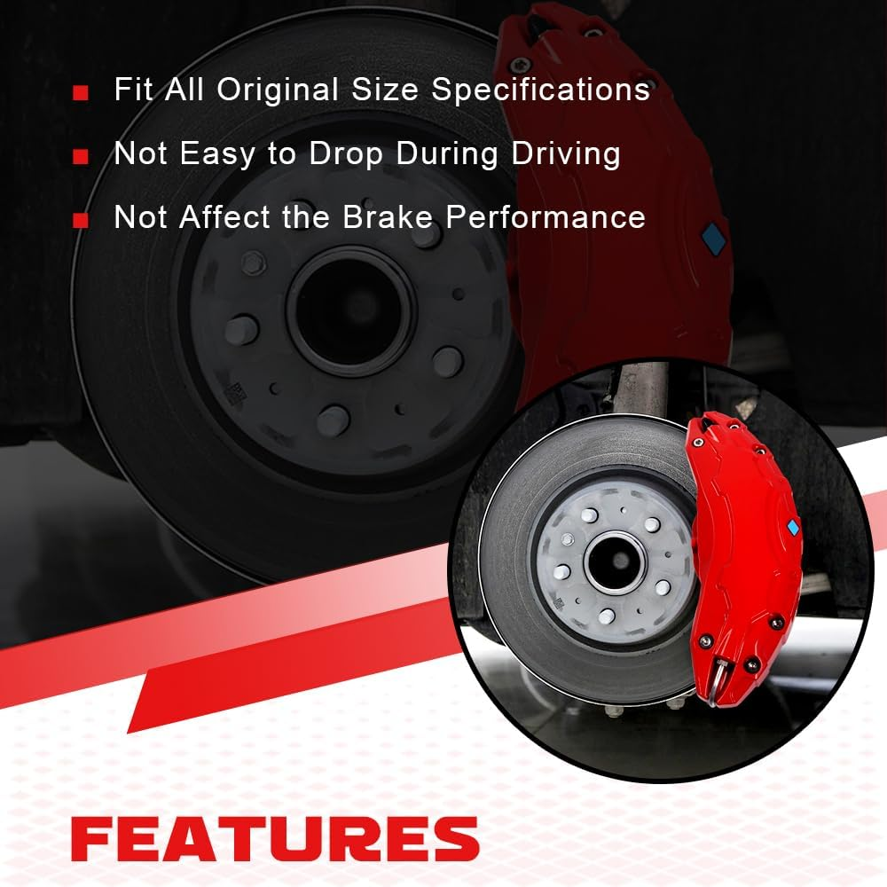 MIKODA Caliper Covers for Tesla Model Y 19" 20", 19In 20In Wheel Hub Front and Rear Brake Caliper Covers Compatible with Tesla Model Y 2017-2023 (Red)