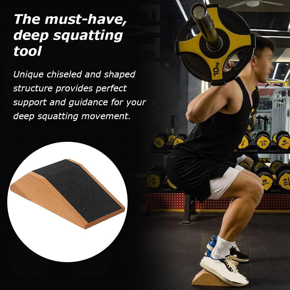 2 Pcs Cork Squat Wedge with Storage Bag, Portable Yoga Brick, Stretching Exercises Squat Ramp, Platform Trainer for Pilates Heel Elevated Squats (23 * 12 * 6.5 CM) image number 3