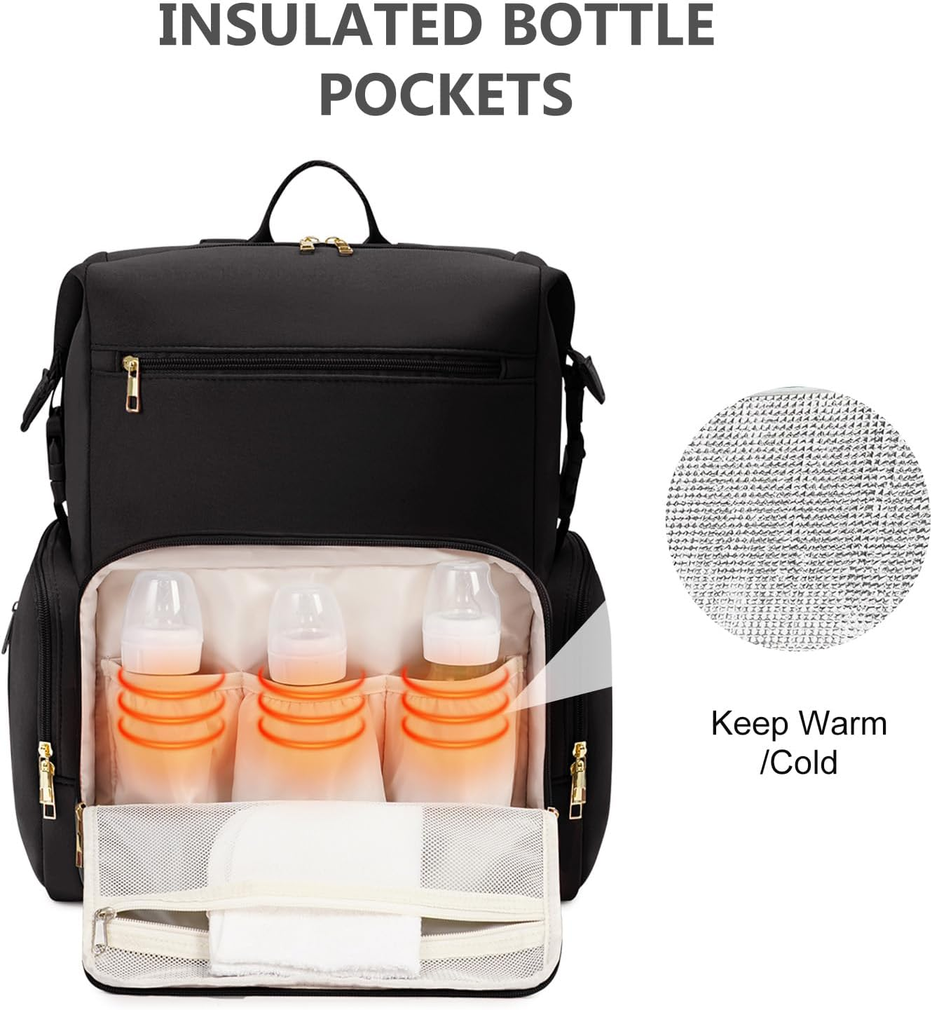 CEI-CEI Neoprene Diaper Bag Backpack with Changing Pad, Large Newborn Baby Maternity Bags Travel Tote with Insulated Pockets image number 3