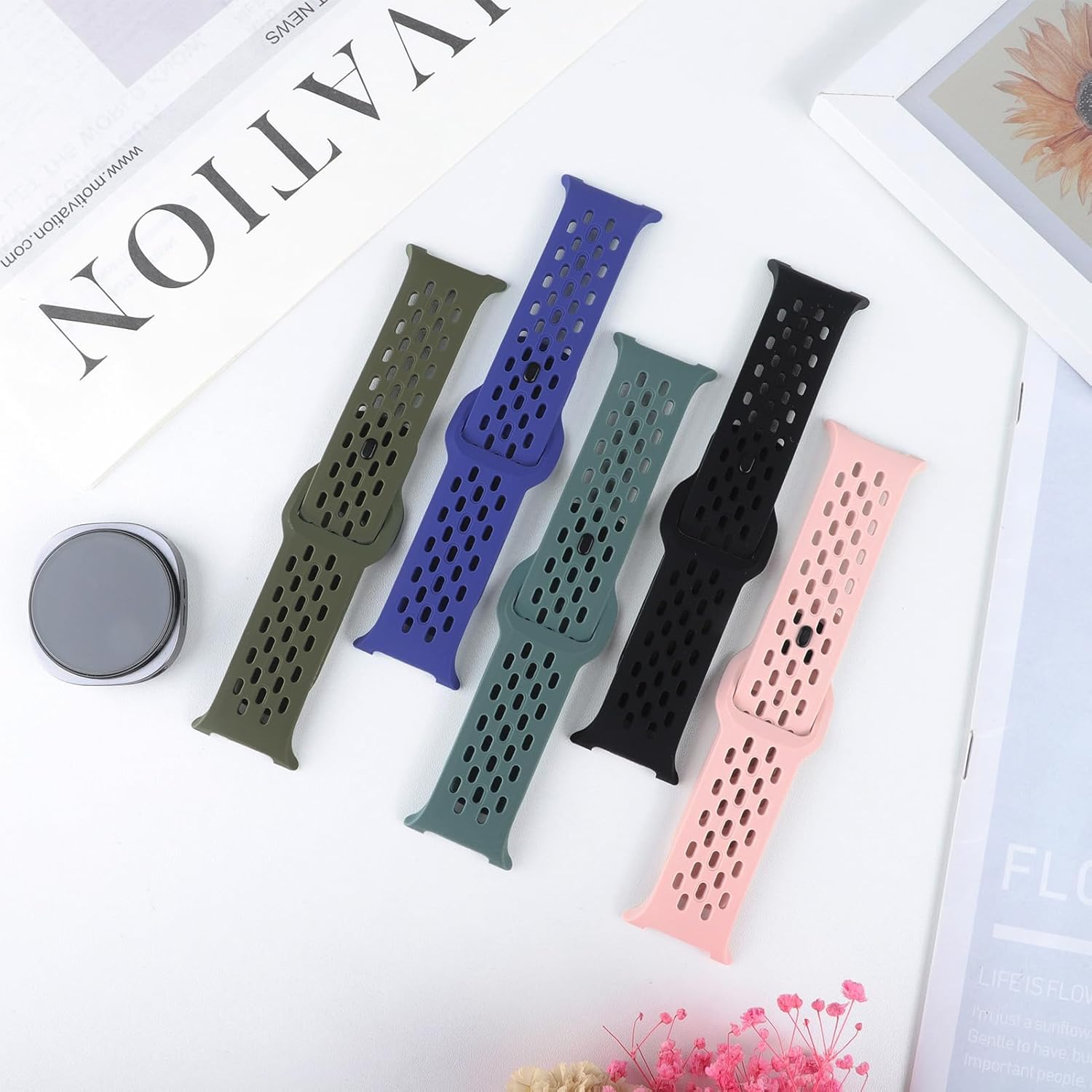 Breathable Silicone Straps Compatible with Samsung Galaxy Watch 8 Band 44Mm 40Mm,Soft Sport Replacement Strap for Samsung Galaxy Watch 8 Classic Band 46Mm Men Women - 02-Starlight image number 2