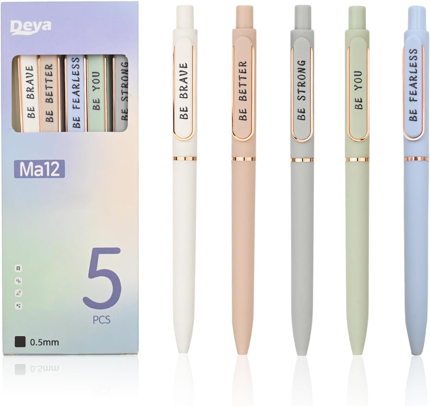 5 PCS Inspirational Neutral Pen, Motivational Pen for Women, 0.5MM Fine Ballpoint Pen, Female Business Quick Drying Ink Pens, Office School Supplies Gifts for Women image number 2