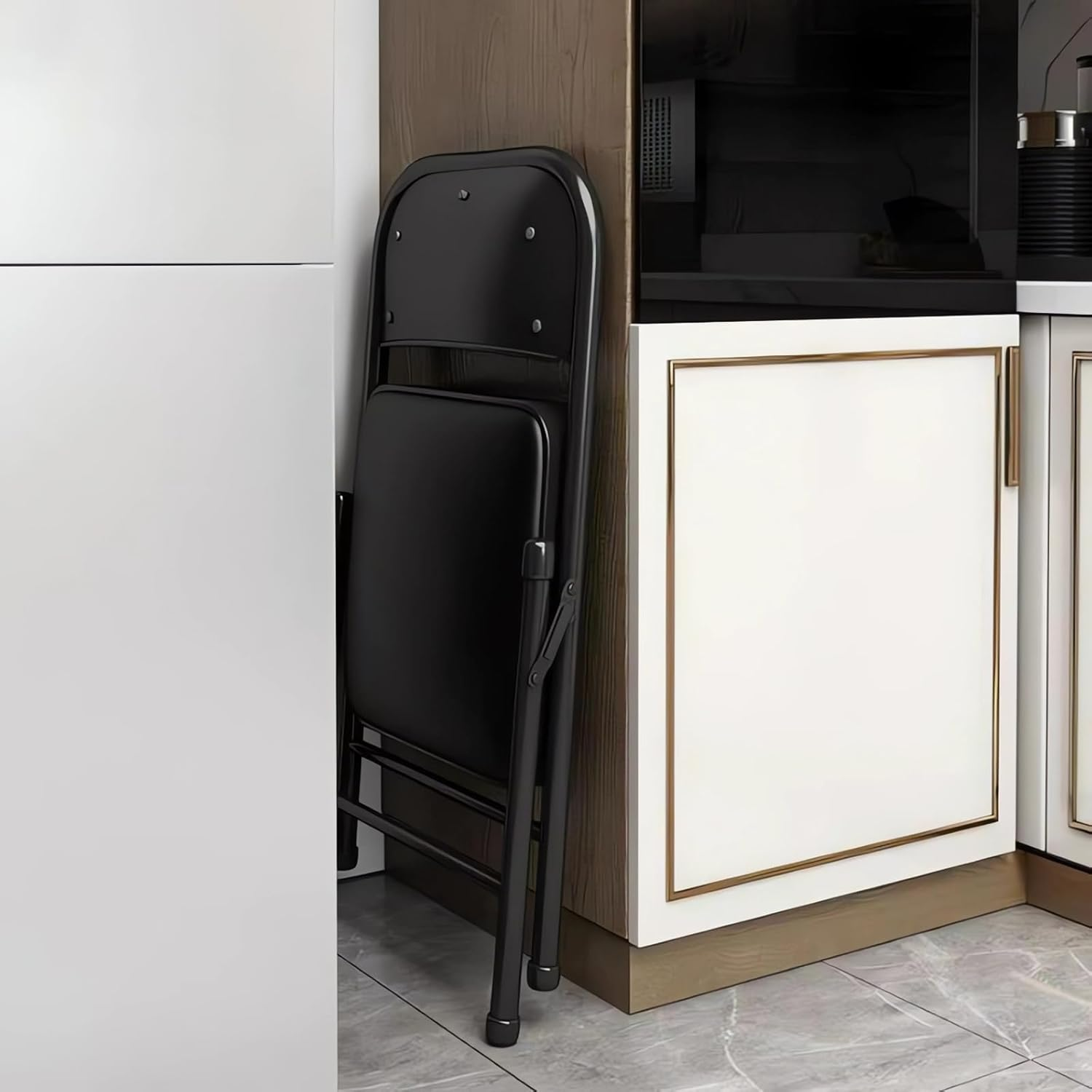 Padded Folding Chair with Mesh Cushion, Multi-Purpose for Home and Office A262 (Grey+White) image number 2