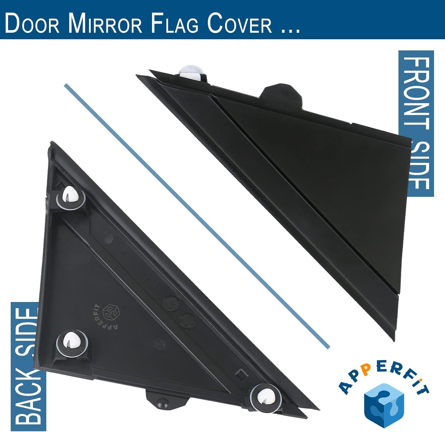 Apperfit Fiat 500 Door Mirror Flag Cover Molding (Matte Black) Left Driver & Right Passenger Side Compatible with 2012-2019 Fiat 500 Replaces 1SJ85KX7AA 1SD00KX7AA image number 3