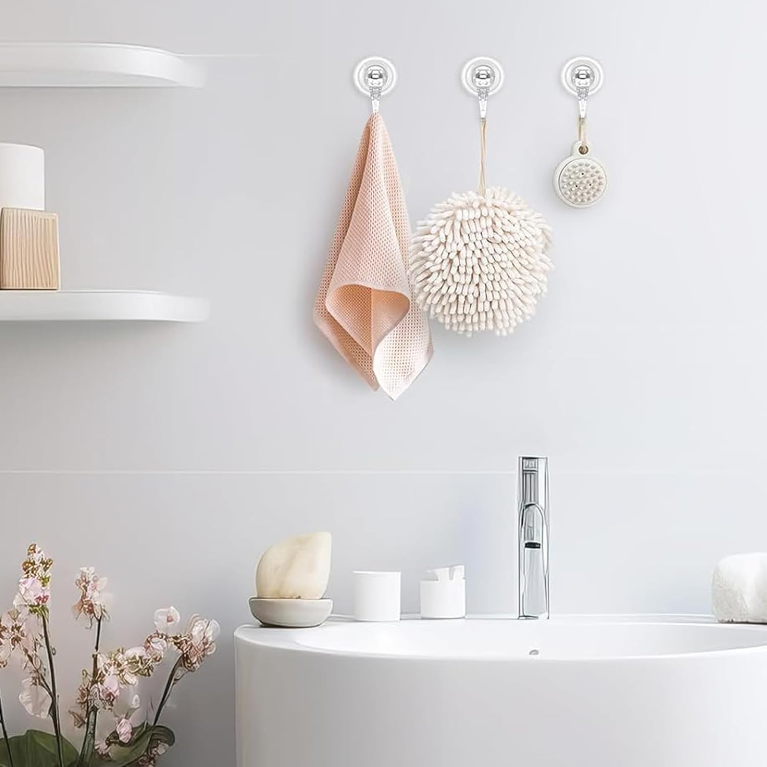 6Pack Suction Cup Hooks, Reusable Powerful Waterproof Shower Hooks, Heavy Duty Vacuum Suction Hanger, Towel Hanger, Strong Vacuum Shower Cup Hooks for Bathroom,Shower Wall,Tile,Glass image number 3