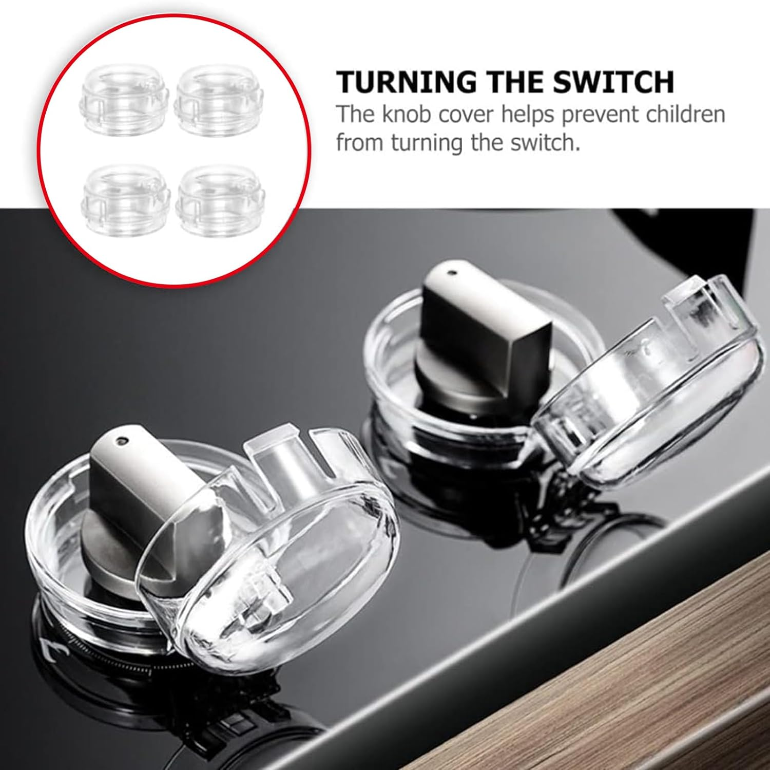 Universal Gas Knob Covers Upgraded - Gas Stove Knob Covers, Clear Child Safety Oven Knob Cover Lock Stove Protector for Kids Stove Guard (Black 6 Pieces) image number 3