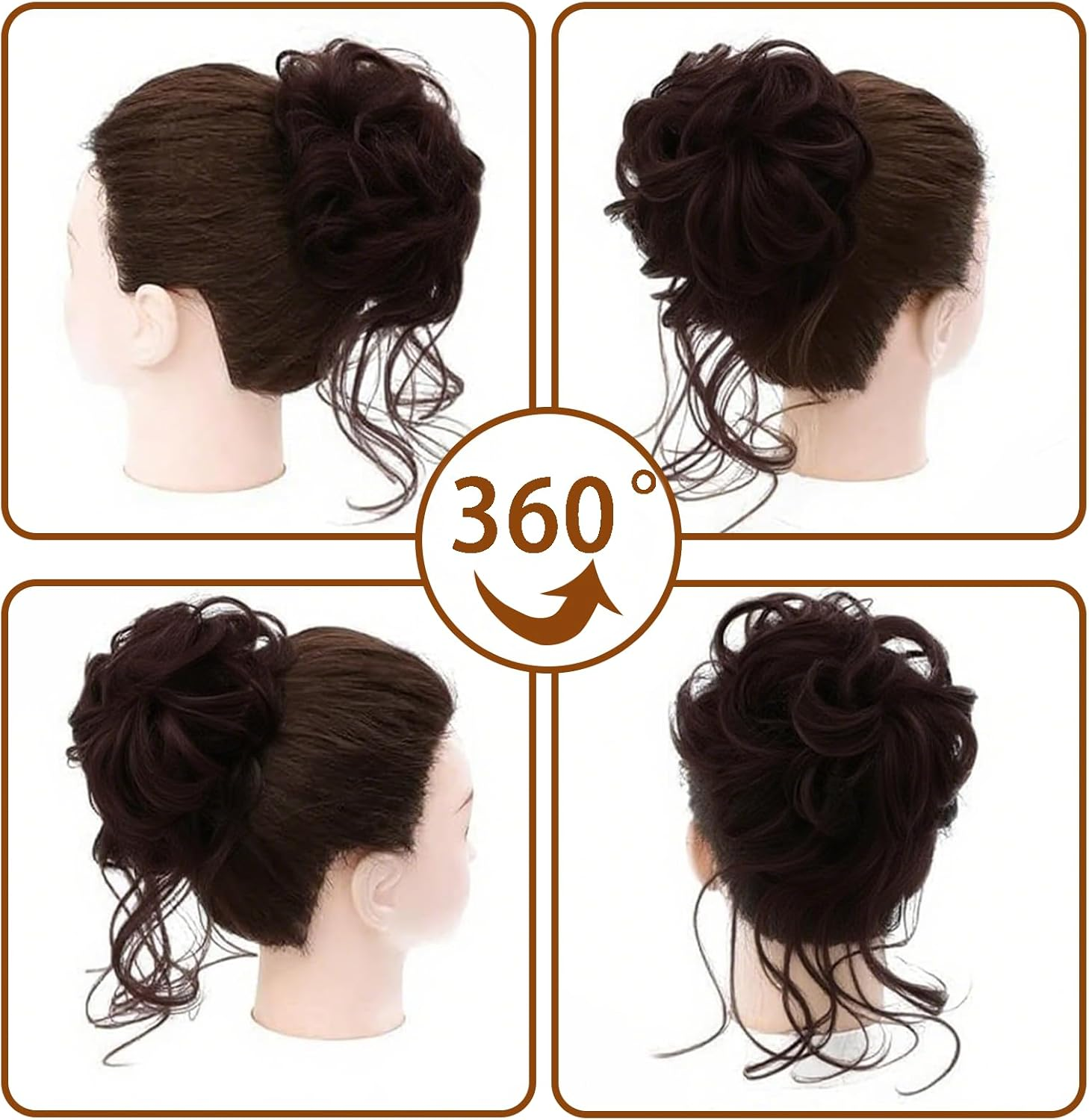 Zvorgath Messy Bun Hair Extensions, Bun Hair Extensions, Elastic Hair Bands, Daily Wear (Dark Brown) image number 1