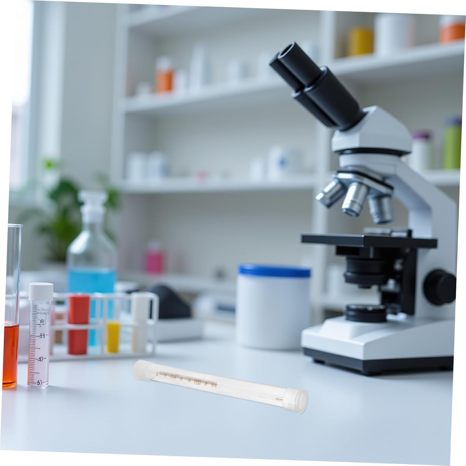 Amosfun 10Pcs Thermometer Storage Tubes Large Flat Plastic Protective Case with Seal Portable Needle Organizer for Travel Home Clinic Use