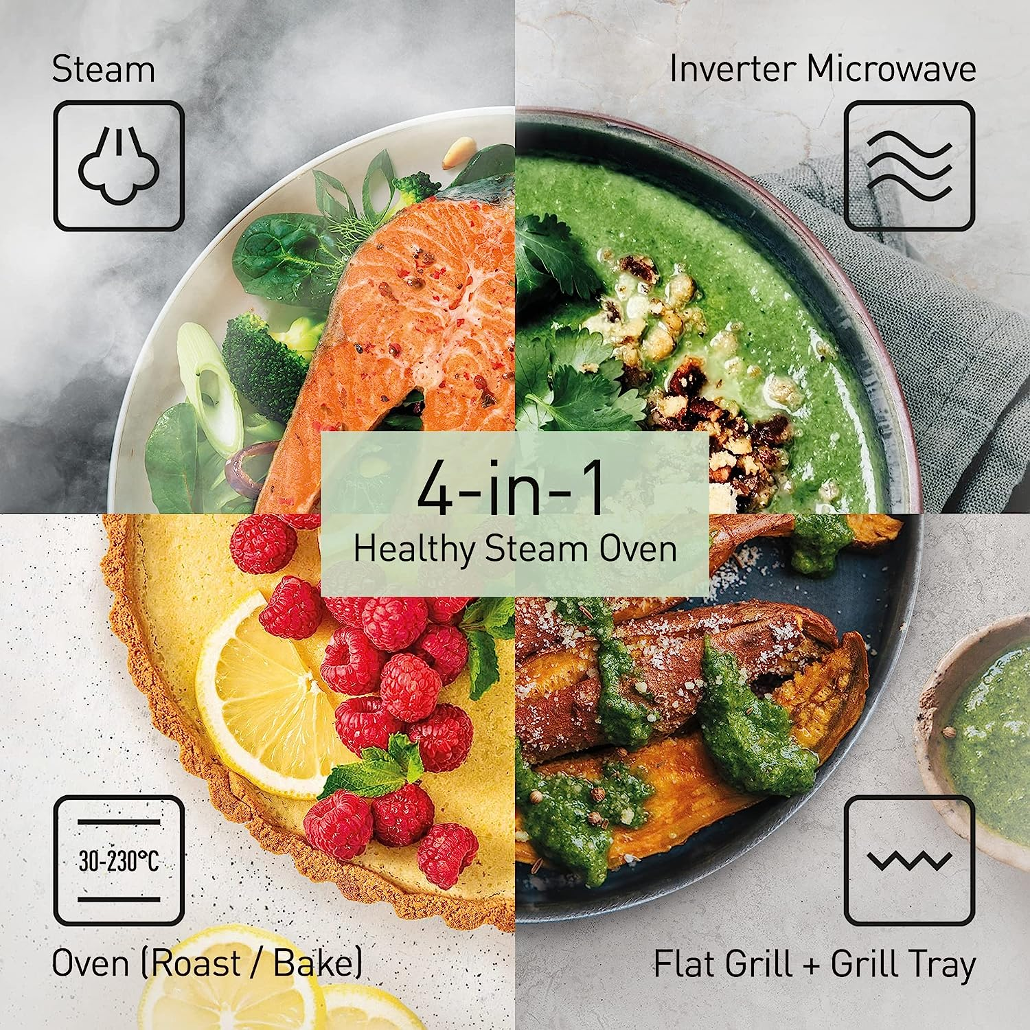 Panasonic 27L 4-In-1 Flat-Bed Combination Microwave Oven with Steam, Grill or Bake Functions 1000W (NN-DS59NBQPQ) image number 1