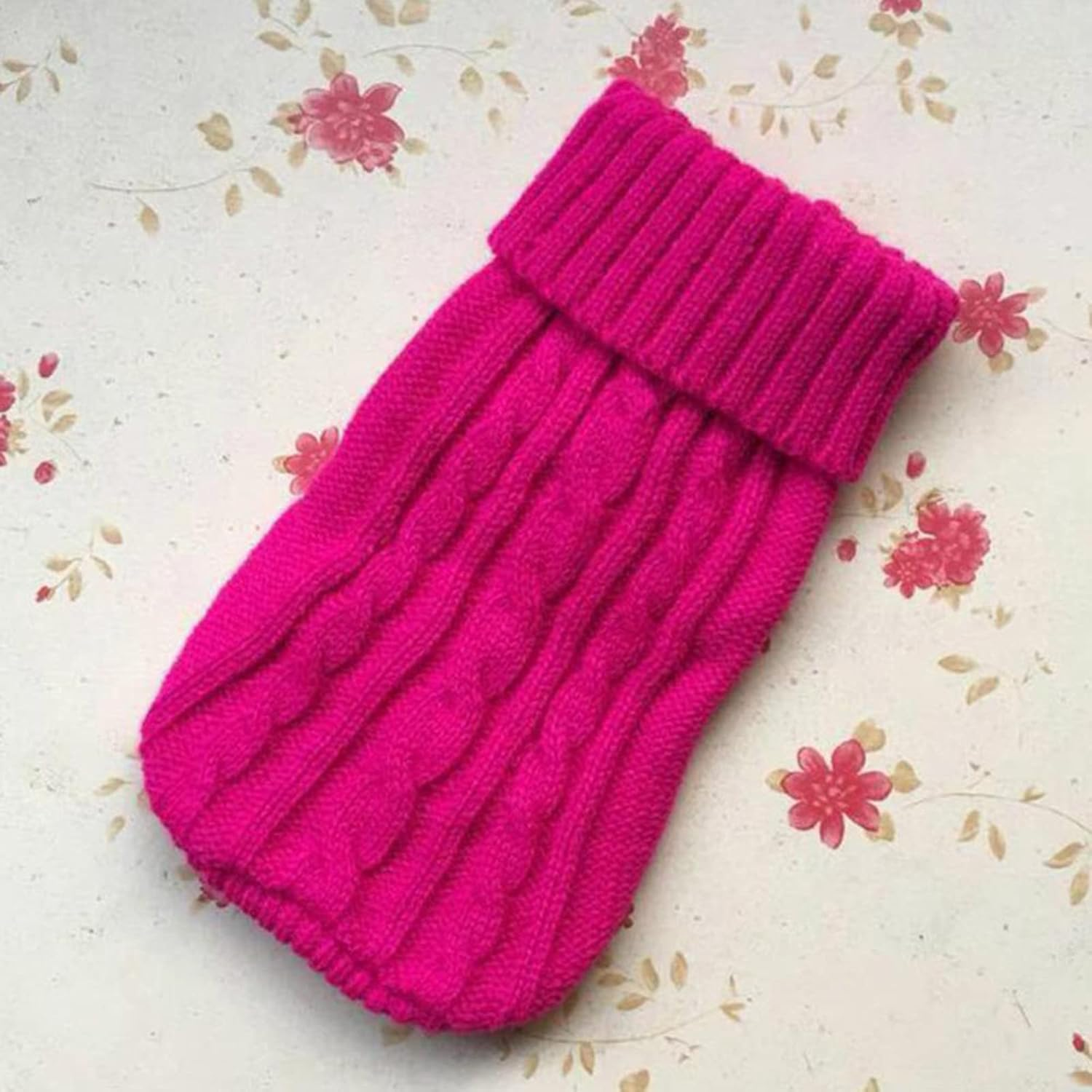 (Xs-Magenta) Small Dog Sweaters Knitted Warm Pet Cat Sweater, MH MOIHSING Soft Dog Jumpers Cute Turtleneck Knitwear Dog Sweatshirt Winter Puppy Coat Kitten Sweater Clothes for Small Dogs Doggie Cats image number 4