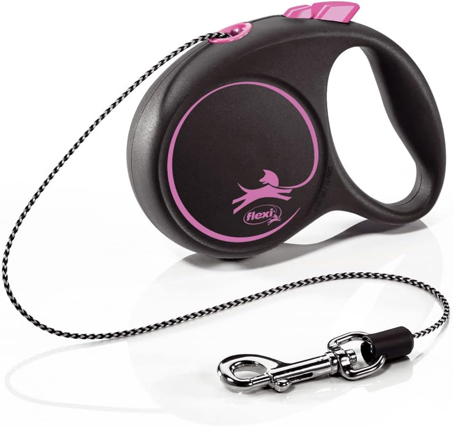 Flexi Black Design Cord Black Medium 5M Retractable Dog Leash/Lead for Dogs up to 20Kgs/44Lbs